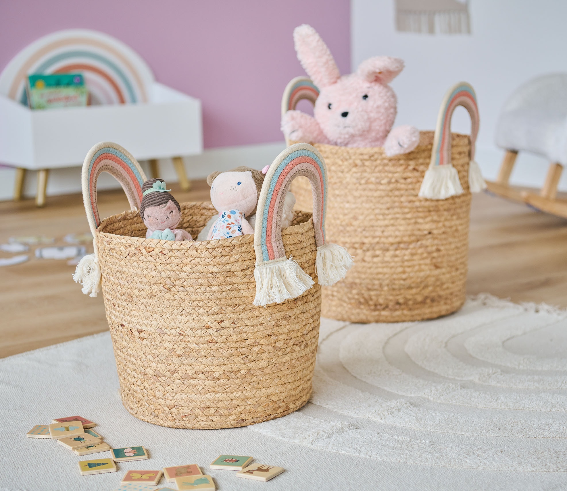 Zeller Present Wäschekorb »Rainbow« Aufbewahrungskorb/Seegras / Baumwolle