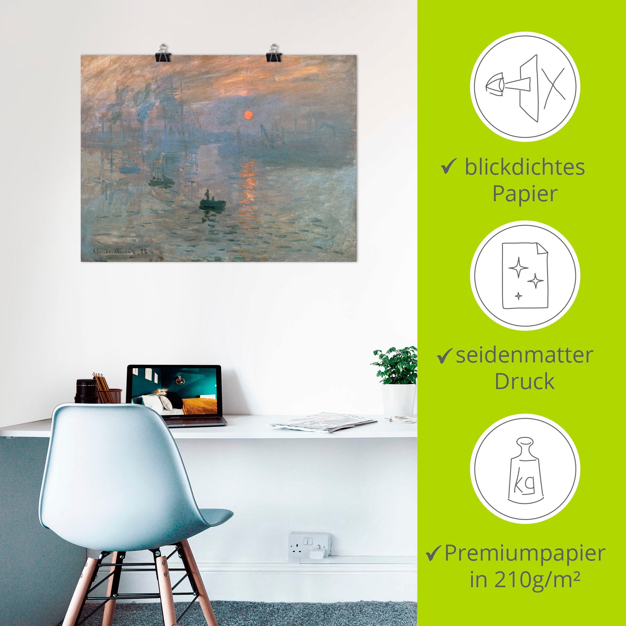 Artland Wandbild »Impression (Sonnenaufgang). 1872« Gewässer 1 Stk. tlg. als Leinwandbild, Poster in verschied. Grössen