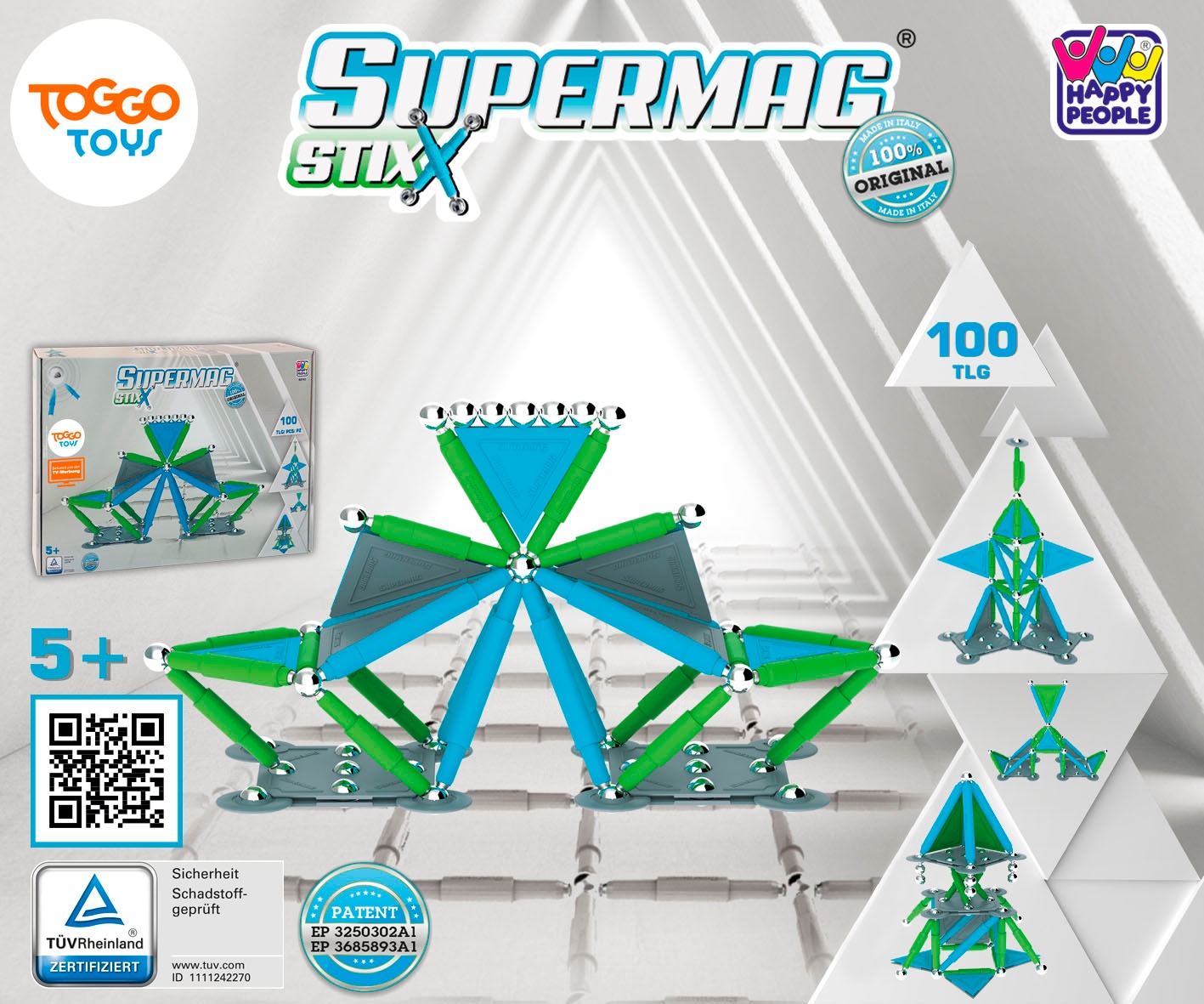 Happy People Magnetspielbausteine »Supermag Magnet Stix« Made in Europe