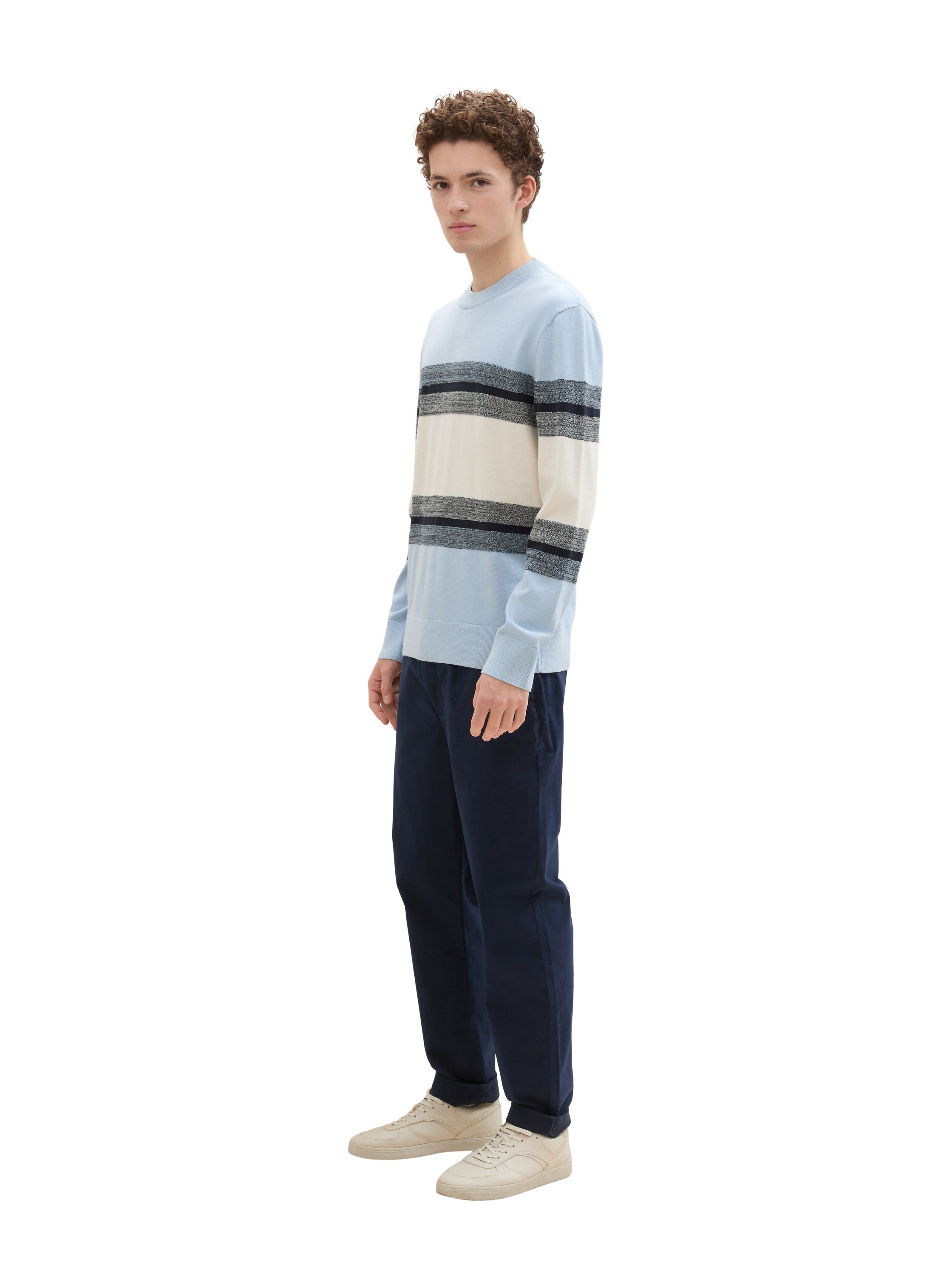 TOM TAILOR Denim Strickpullover, mit Blockstreifen