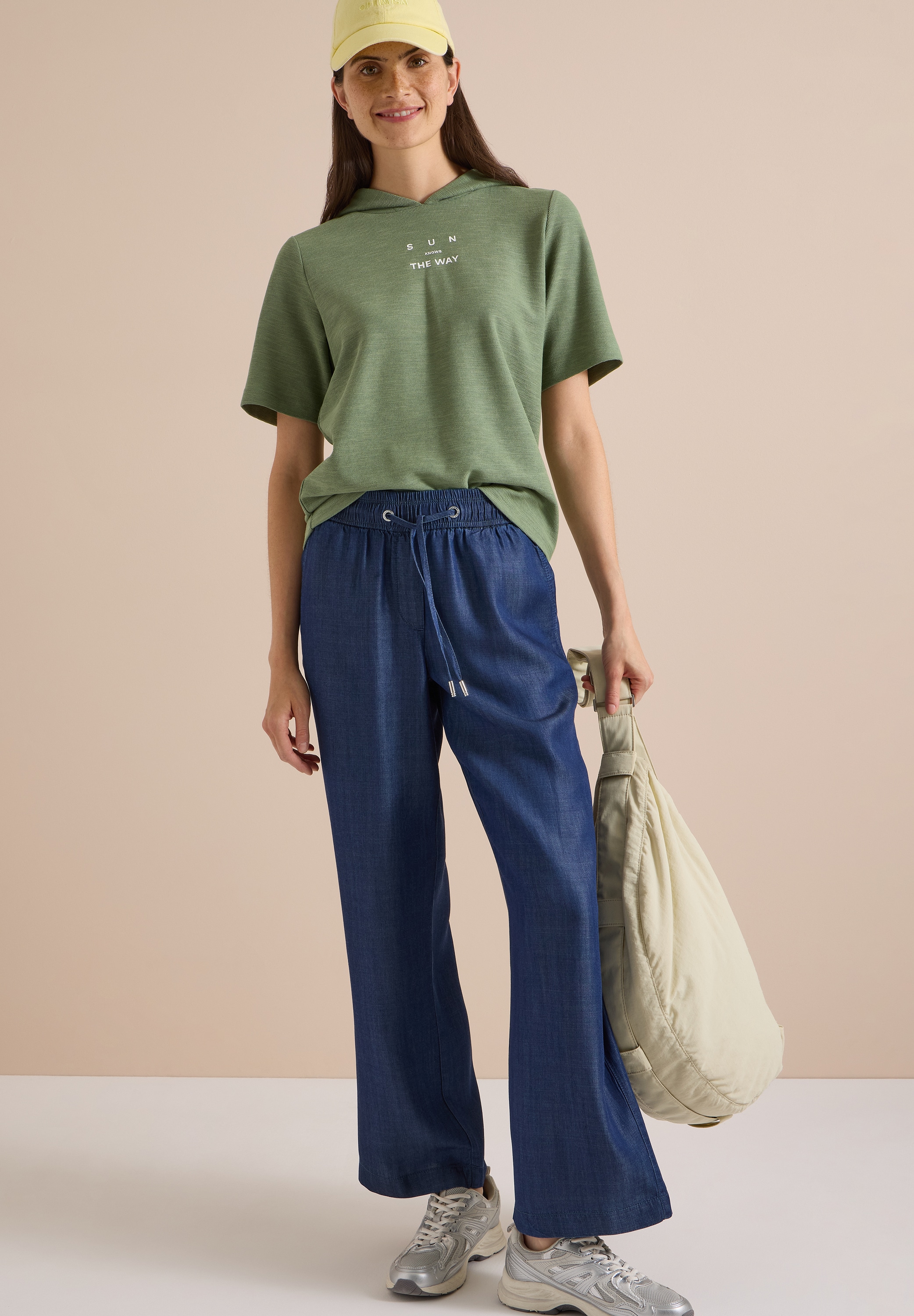 Cecil Pantalon en tissu »Style Neele«  Ceinture élastique avec cordon, lyocell, coupe ample au niveau des jambes