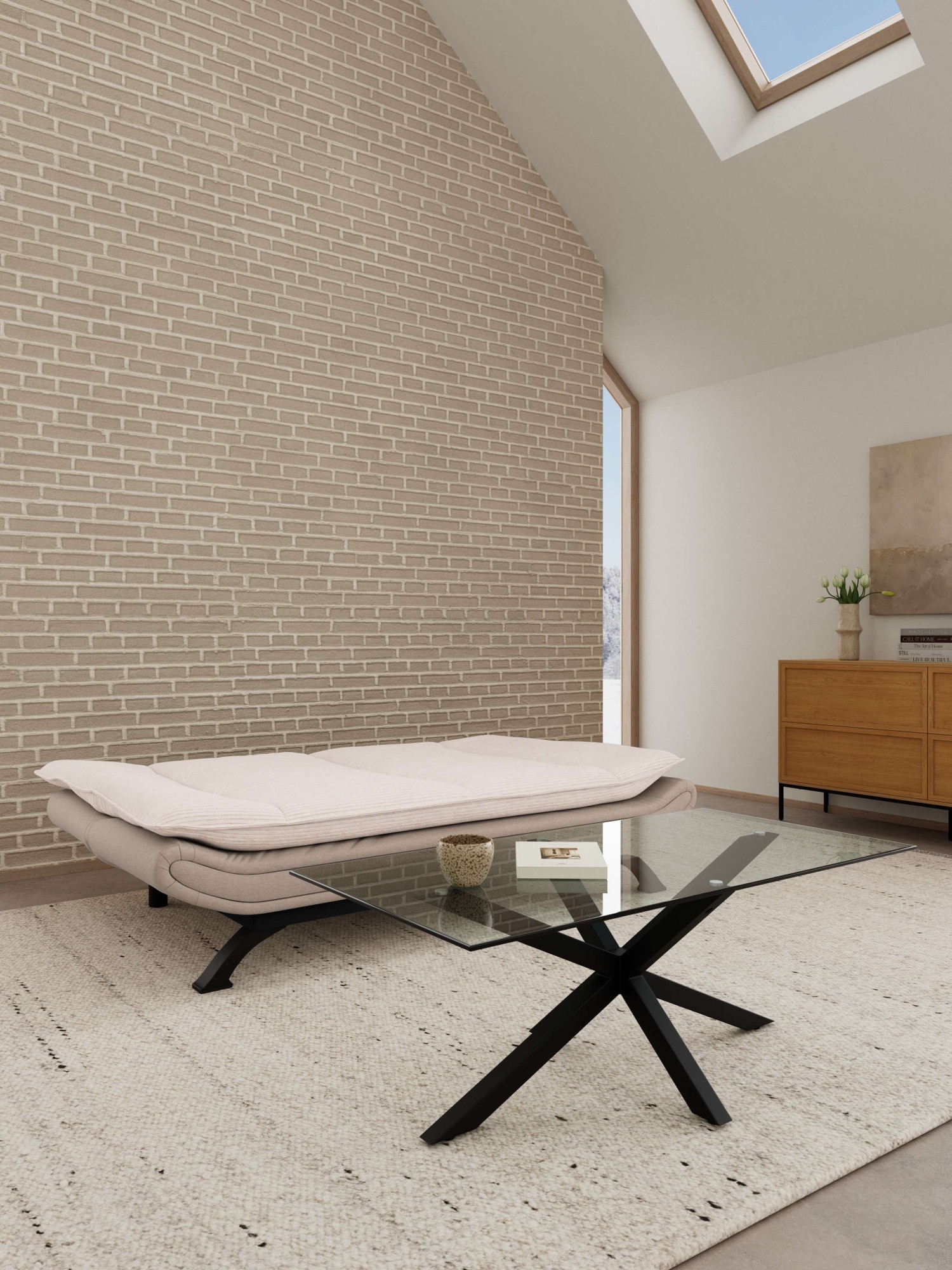 ACTONA GROUP Canapé-lit »Faith, ausziehbar zum Schalfen« canapé-lit, beige, 196x98x91cm