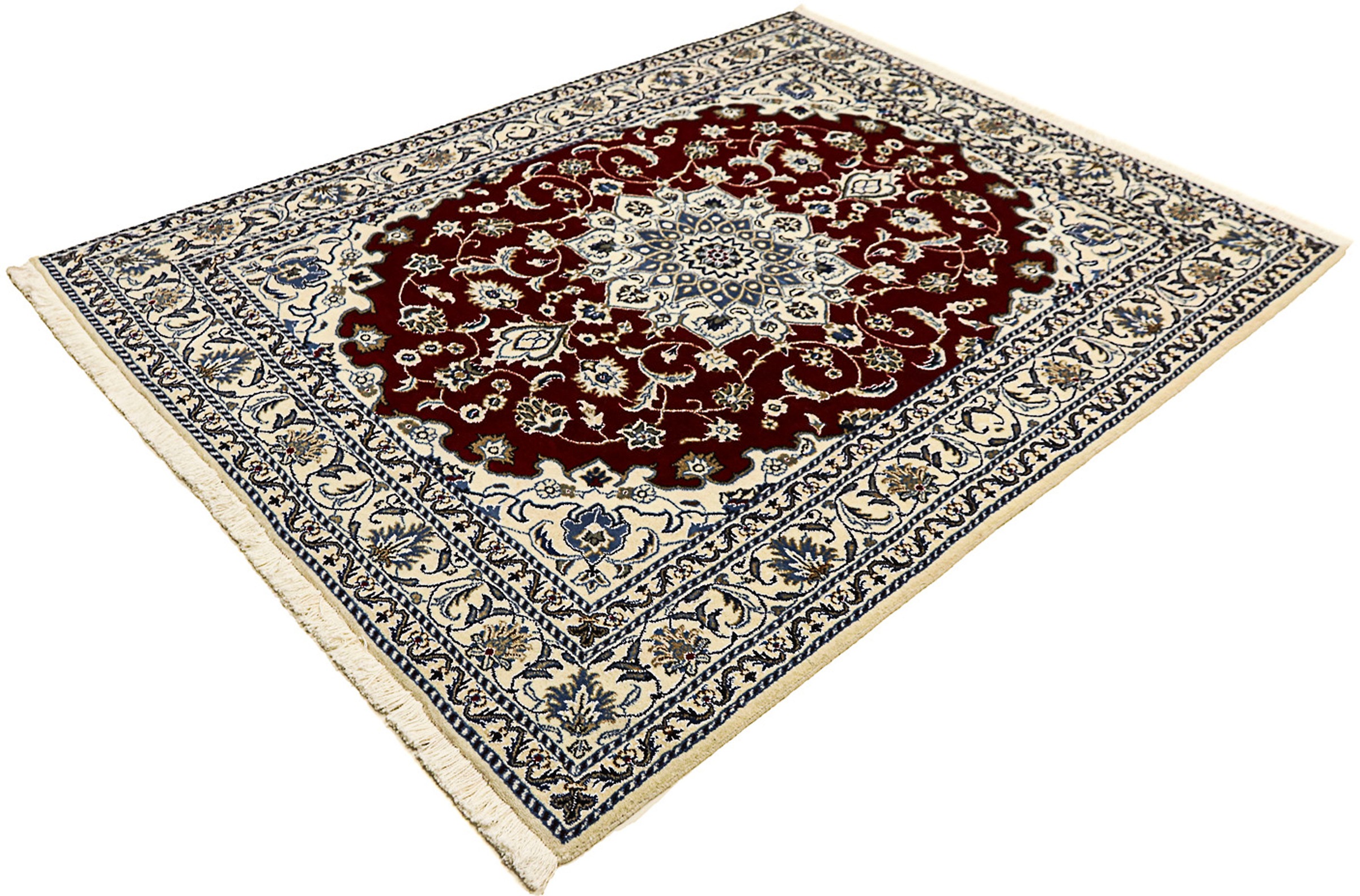 Image of morgenland Orientteppich »Perser - Nain - 191 x 150 cm - dunkelrot«, rechteckig, 12 mm Höhe, Wohnzimmer, Handgeknüpft, Einzelstück mit Zertifikat bei Ackermann Versand Schweiz