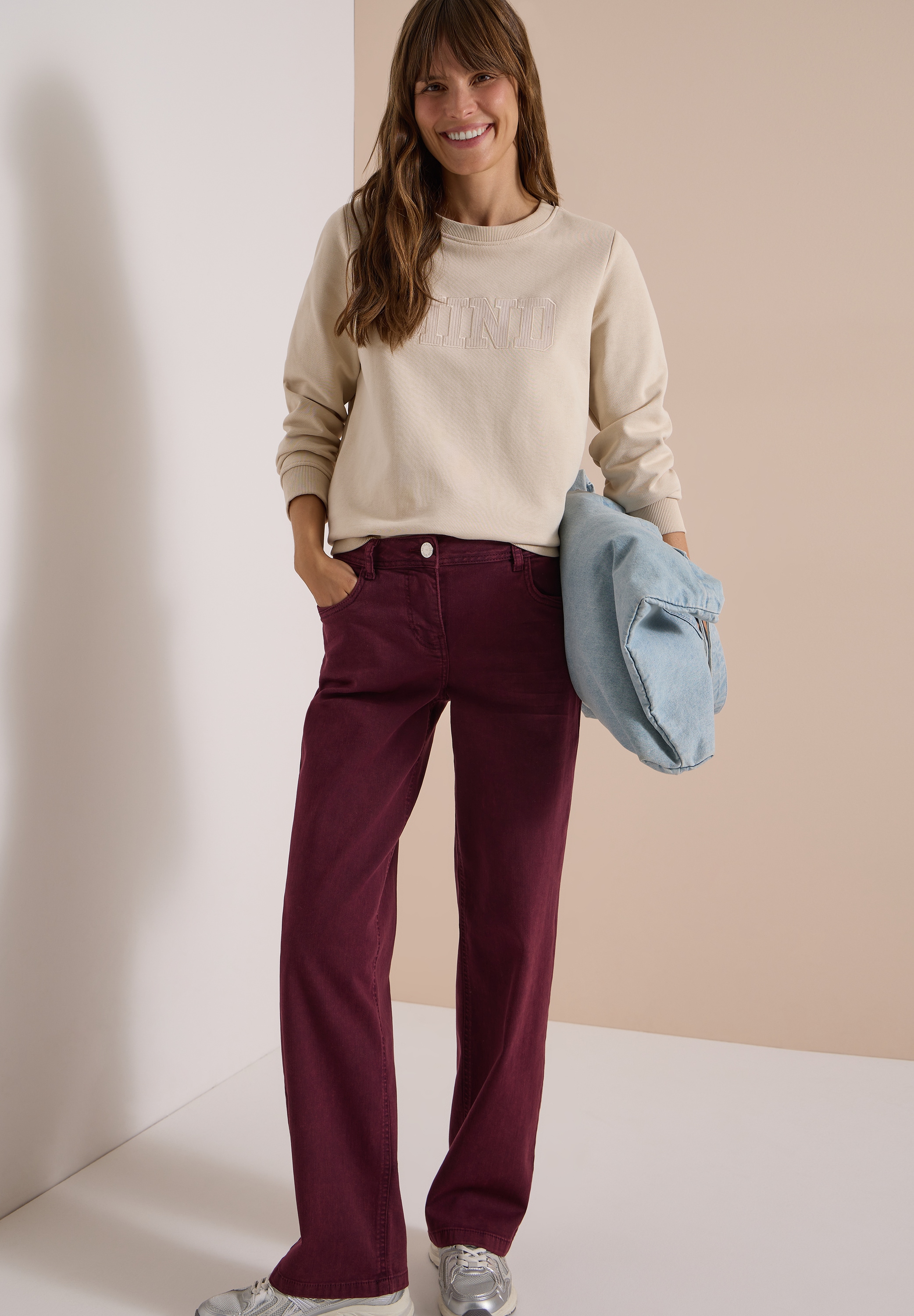 Cecil Loose-fit-Jeans »Sytel Neele Color« Denim im gefärbten Look mit weitem Bein