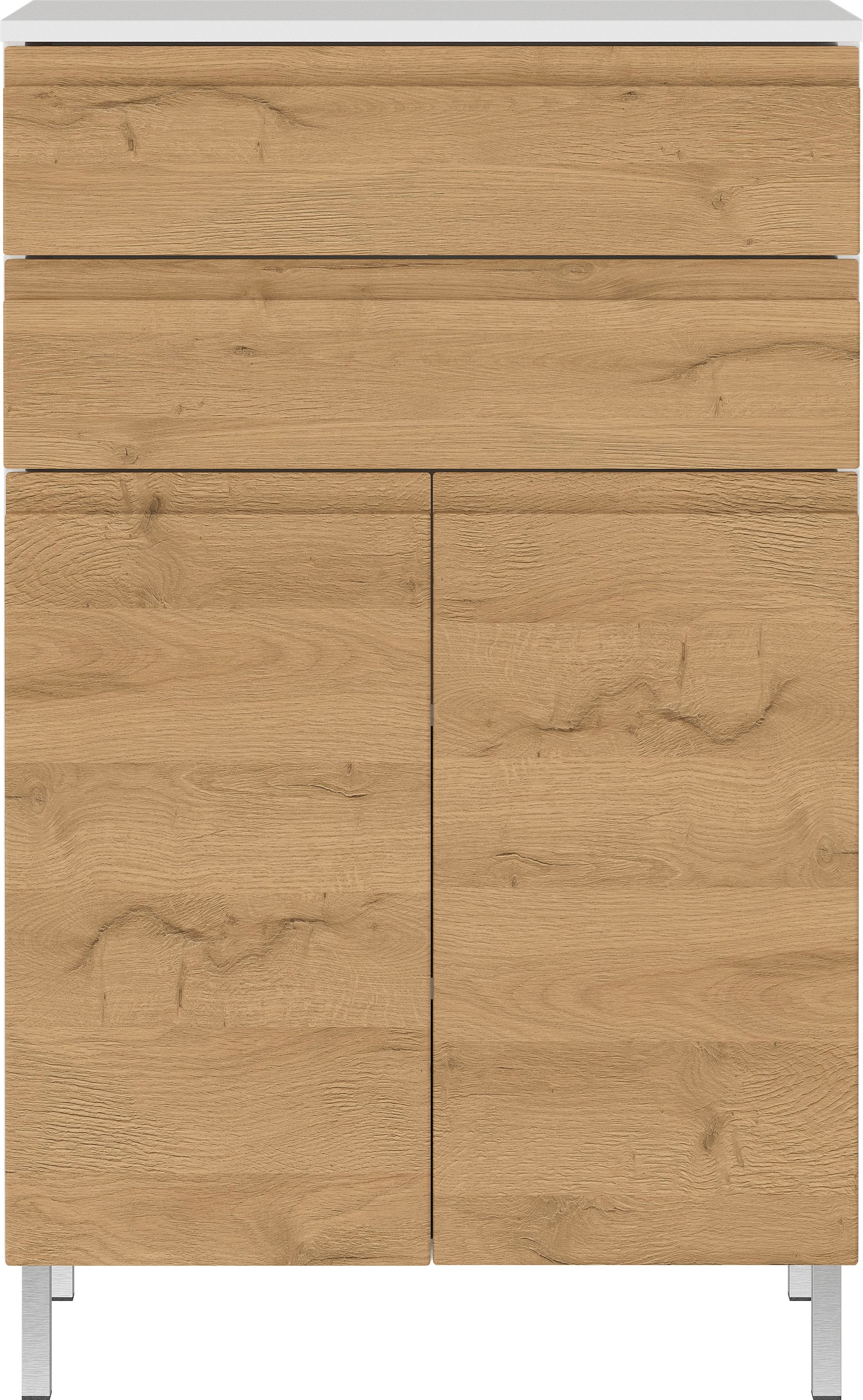 Image of GERMANIA Midischrank "Torrance" mit verstellbaren Einlegeböden und Füssen aus Metall, griffloses Design