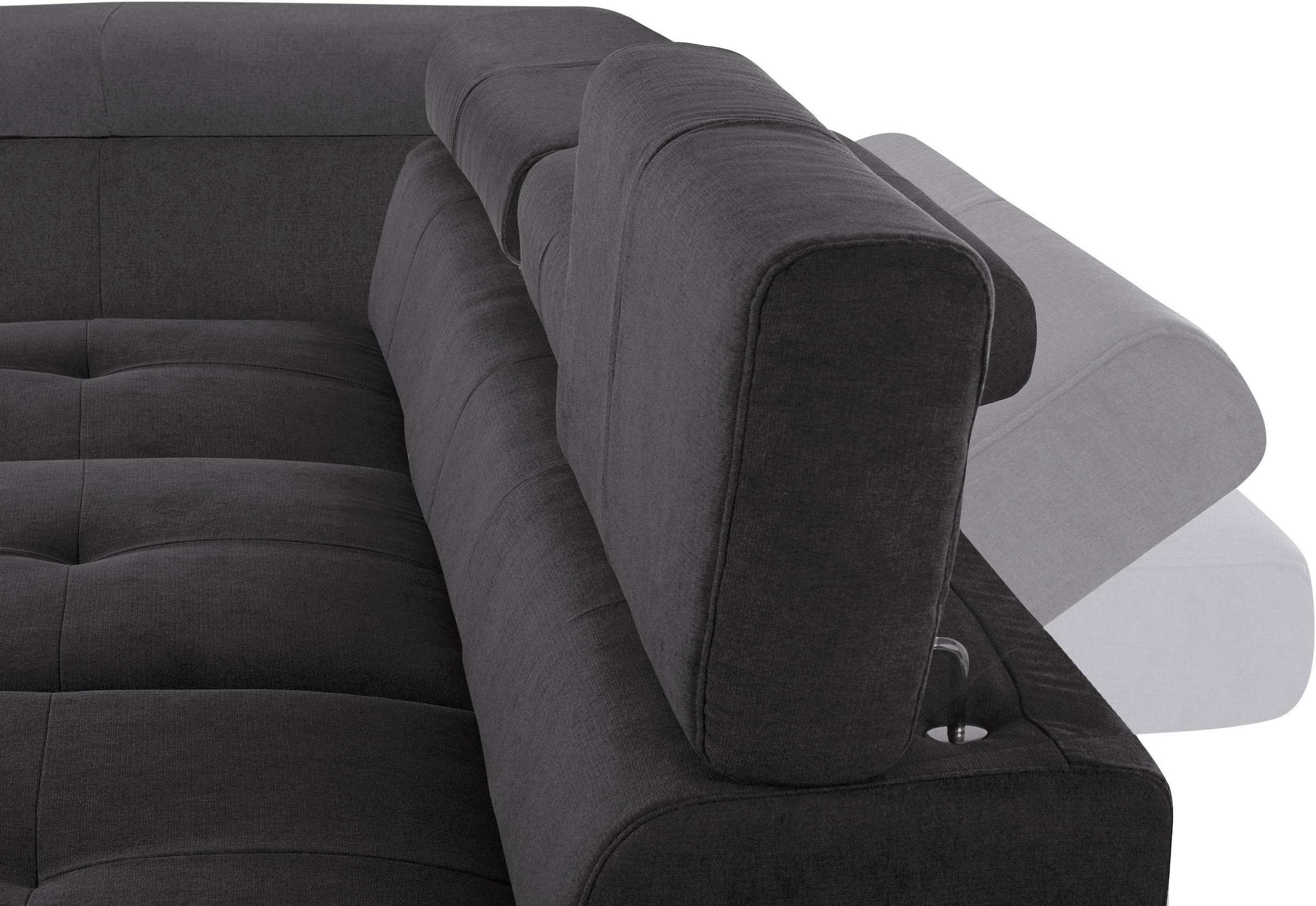 COTTA Canapé d'angle »Enterprise L-Form« mit Arm- & Kopfteilverstellung, wahlweise mit Bettfunktion