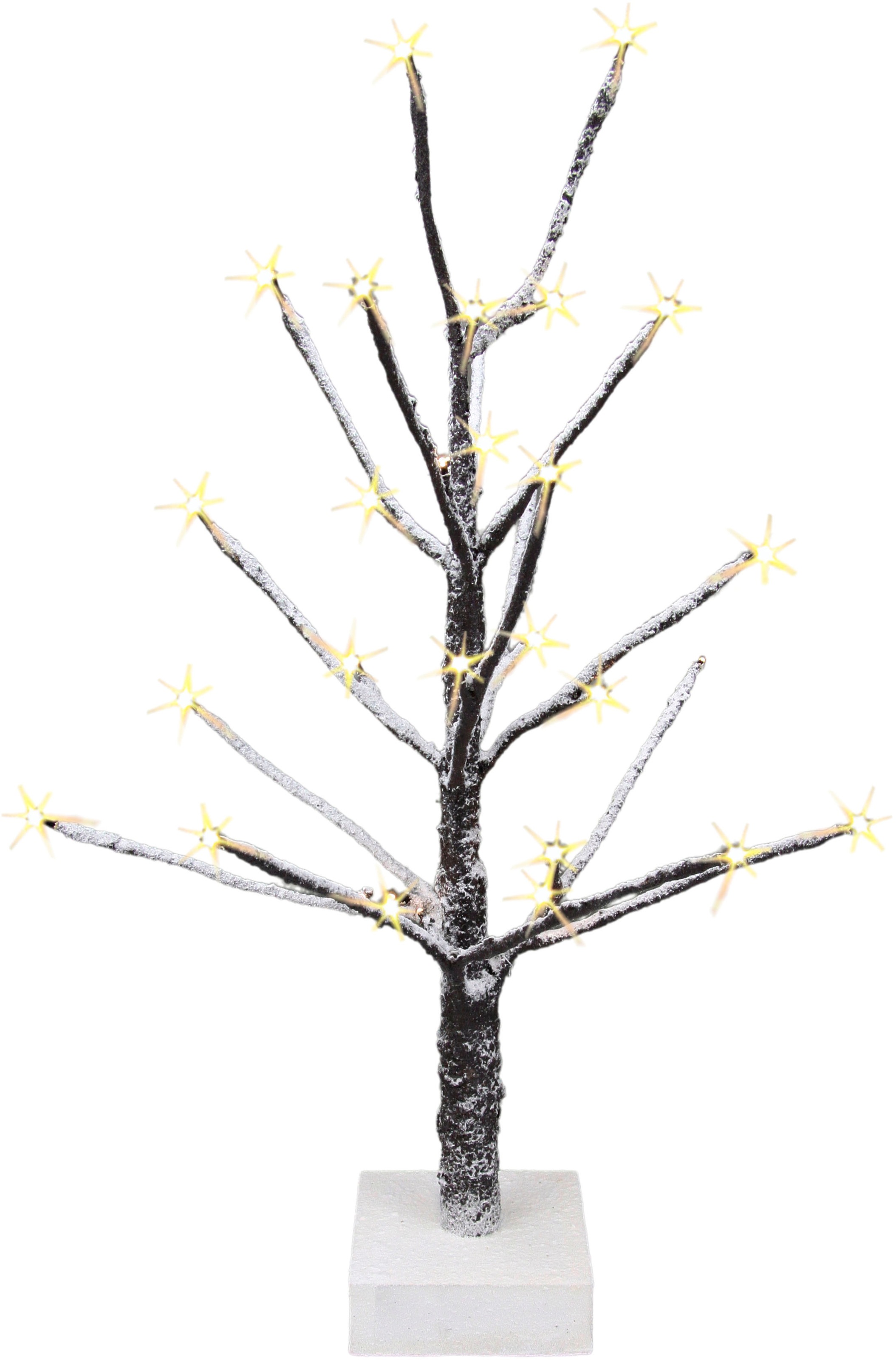 Image of I.GE.A. Dekobaum "Künstlicher Weihnachtsbaum, Kunstbaum, Weihnachtsdeko" mit Kunstschnee und LED Beleuchtung auf Holzfuss, braun, Höhe ca. 65 cm