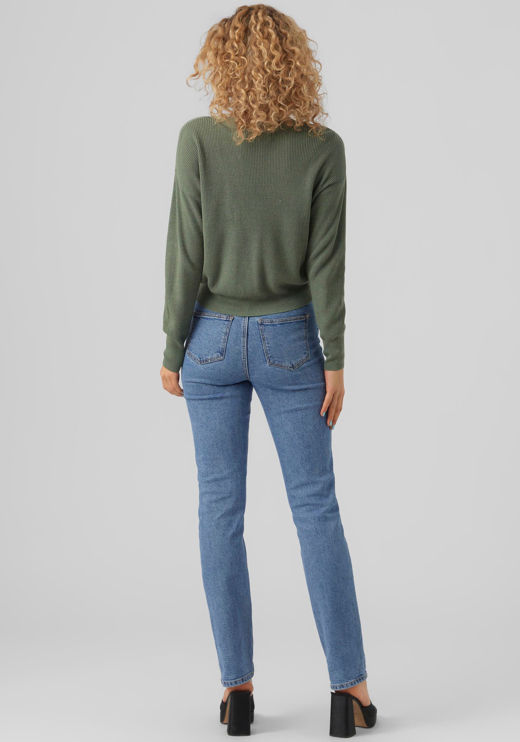 Vero Moda Strickjacke »VMNEWLEXSUN LS SHORT V-NECK CAR GA NOOS« mit Knopfleiste