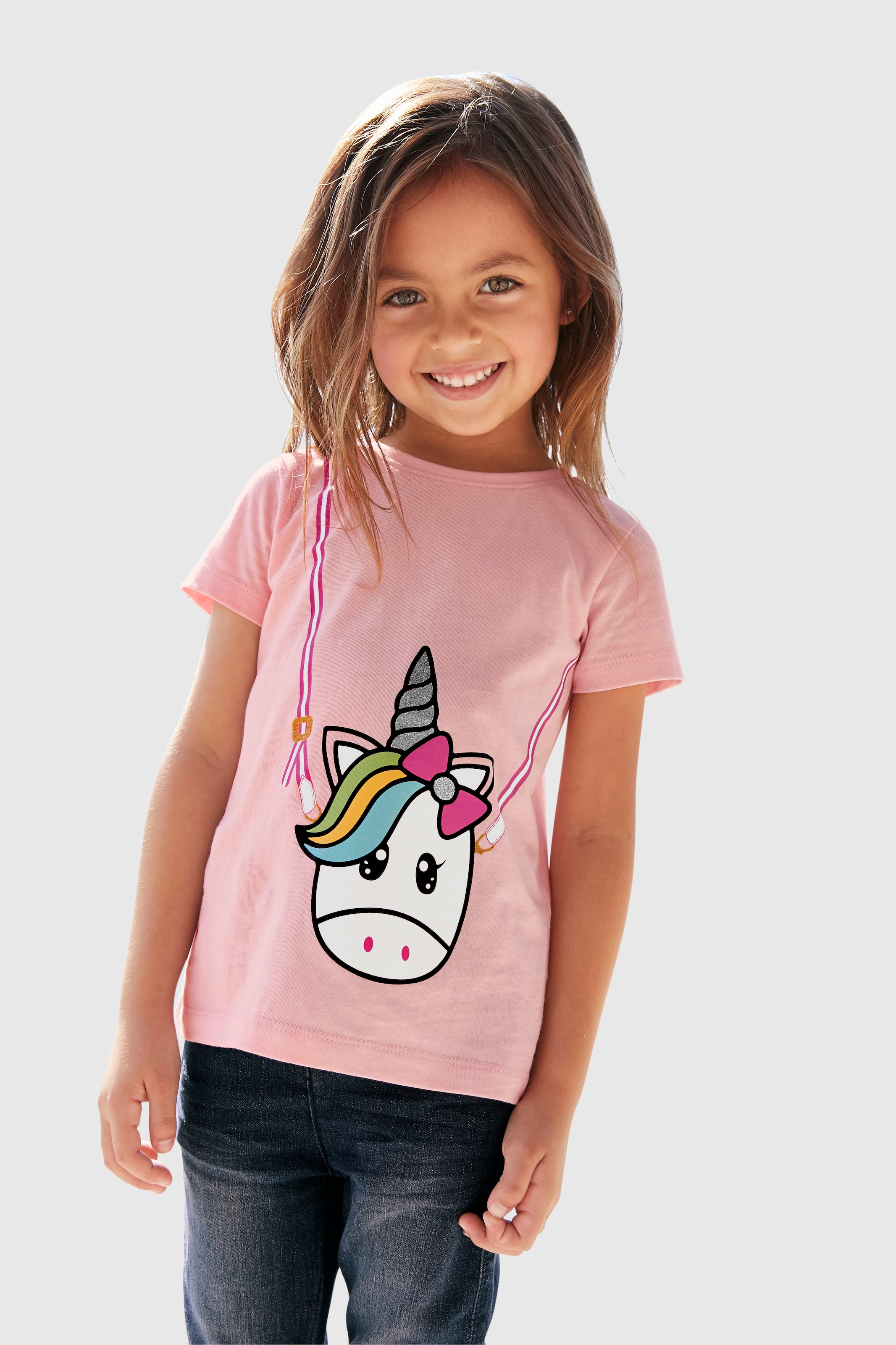 KIDSWORLD T-Shirt »für kleine Mädchen«, mit niedlichem Einhornmotiv