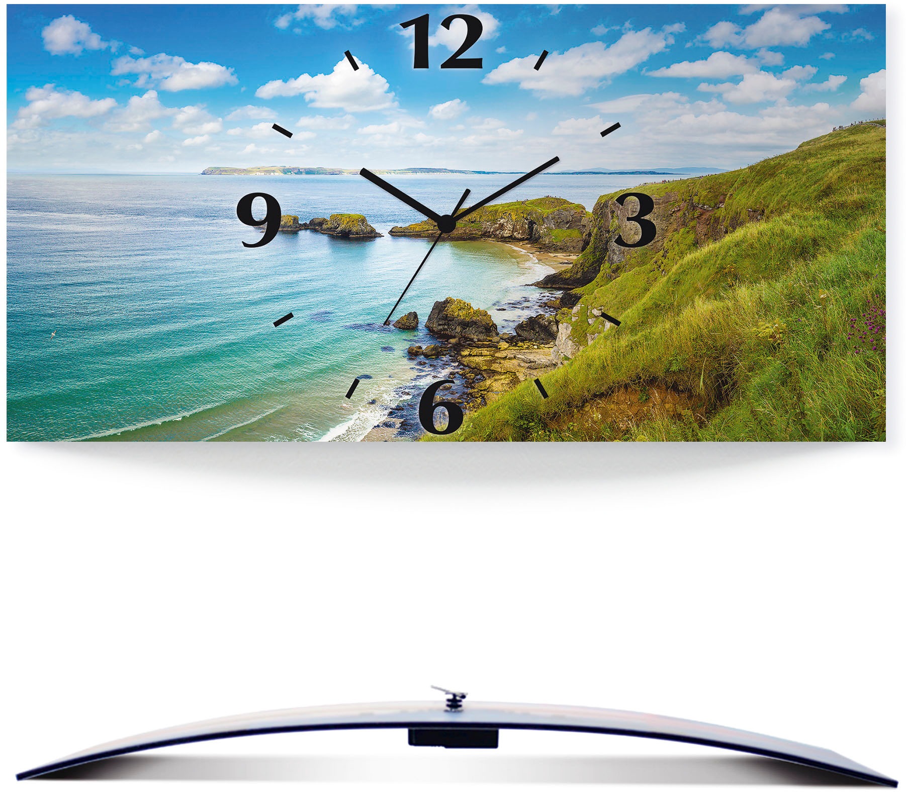 Image of Artland Wanduhr "Küstenweg in Carrick-a-Rede" wahlweise mit Quarz- oder Funkuhrwerk, lautlos ohne Tickgeräusche