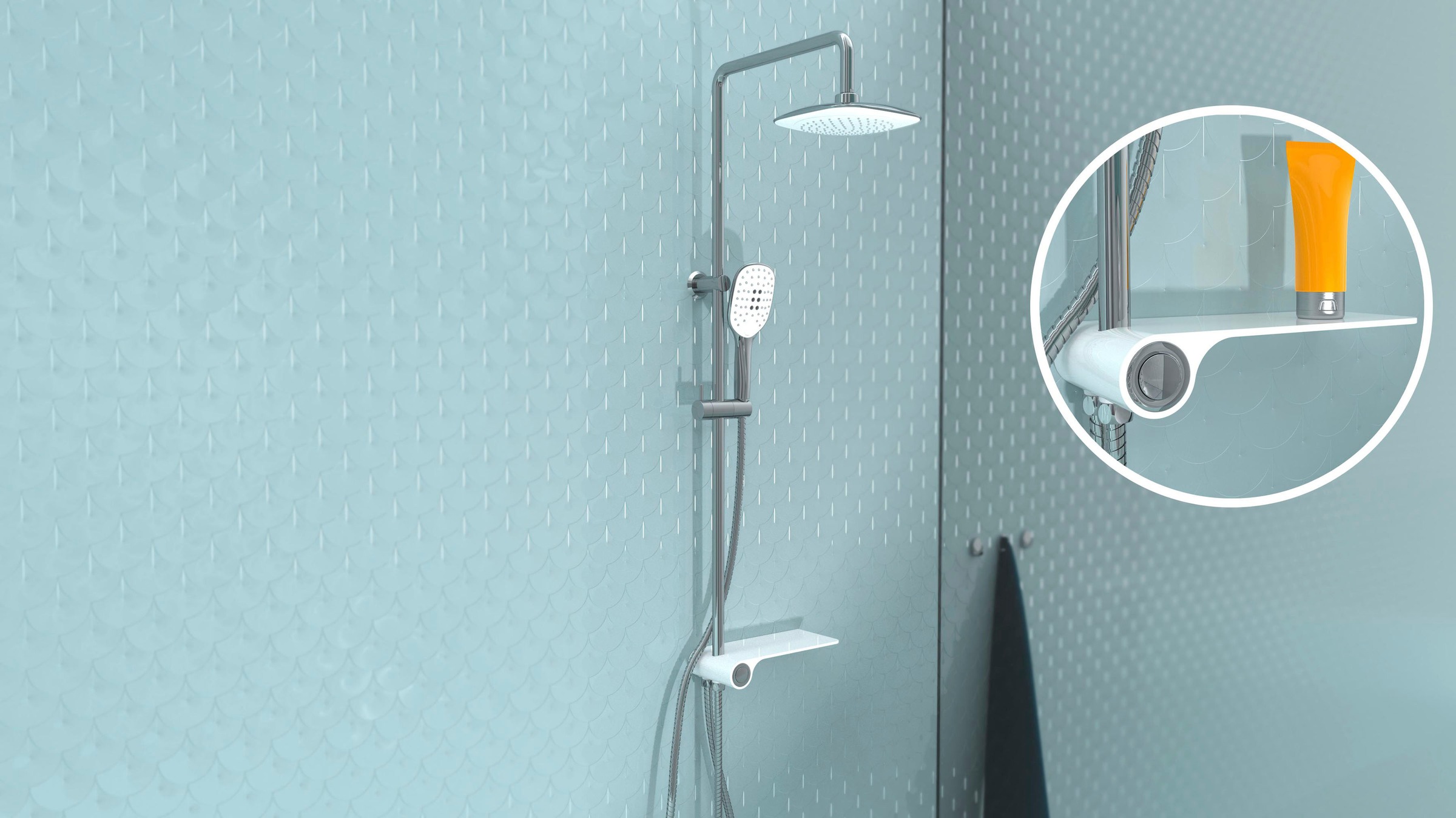Schütte Brausegarnitur »Aquastar«, Duschsäule Brauseset, mit Ablage, Handbrause mit 3 Funktionen