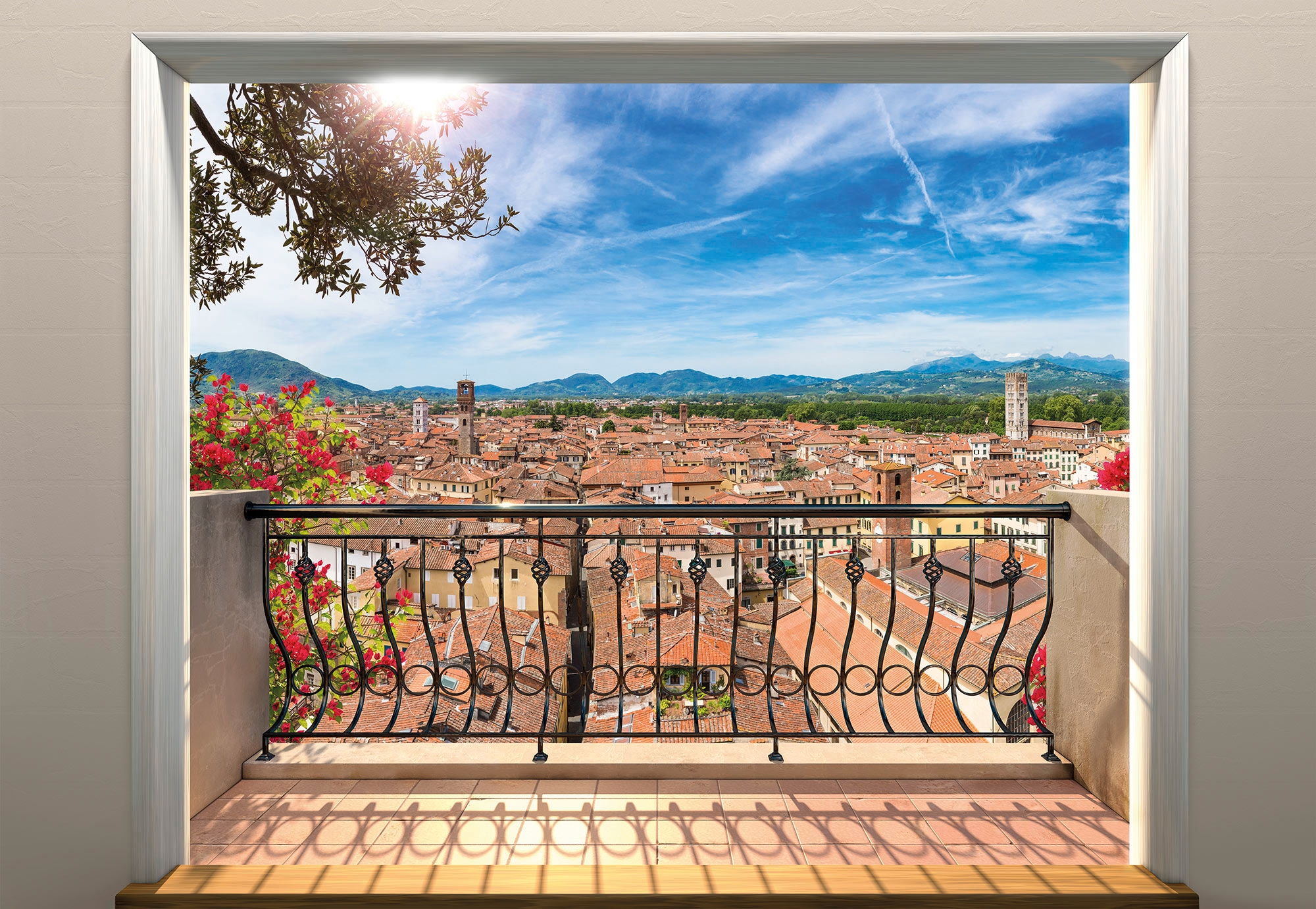 Image of Komar Fototapete "Vlies - Balcony - Grösse 368 x 248 cm" bedruckt glatt Wohnzimmer, Schlafzimmer