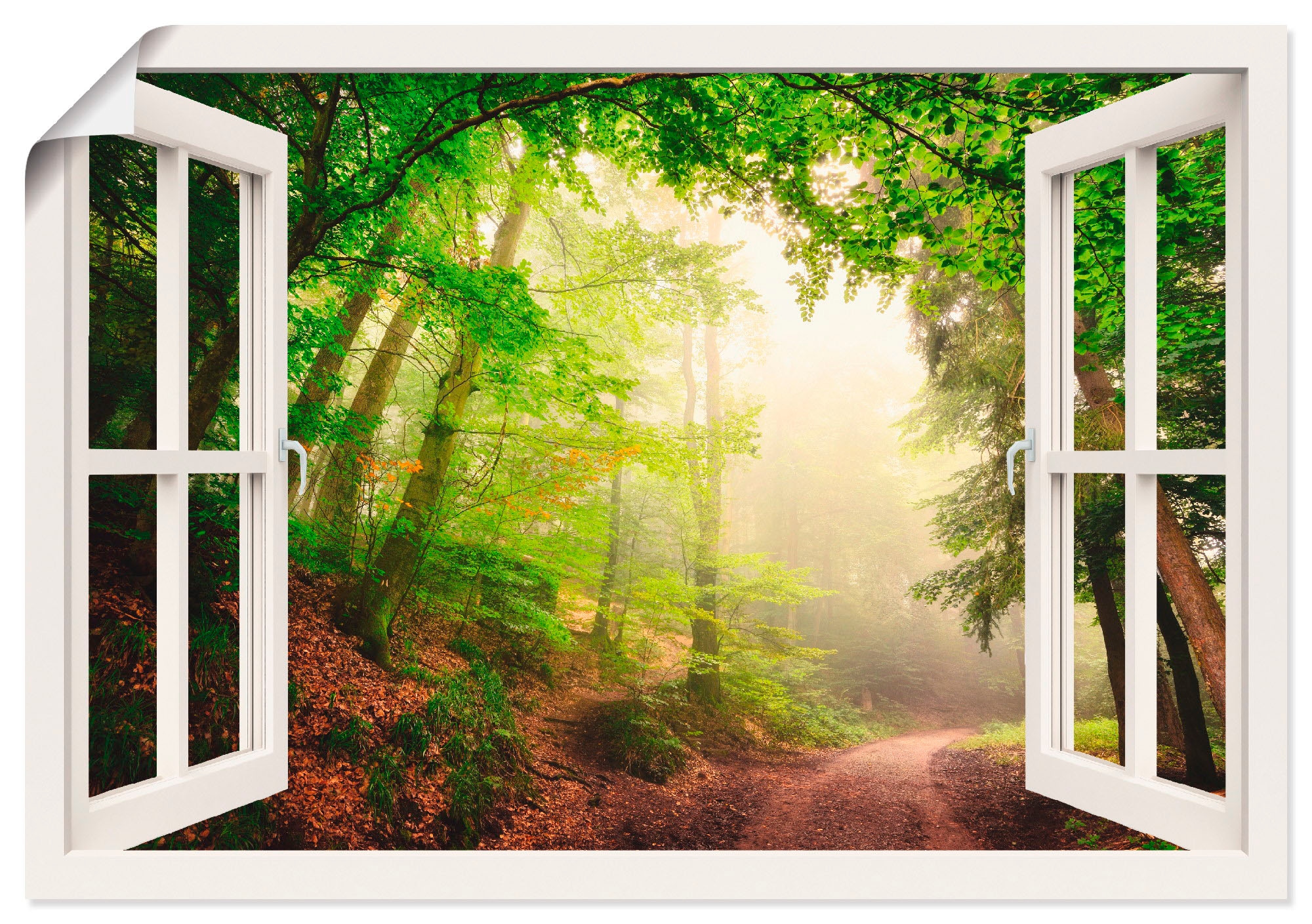 Image of Artland Poster "Fensterblick Torbögen durch Bäume" Wald 1 Stk. tlg. ohne Rahmen