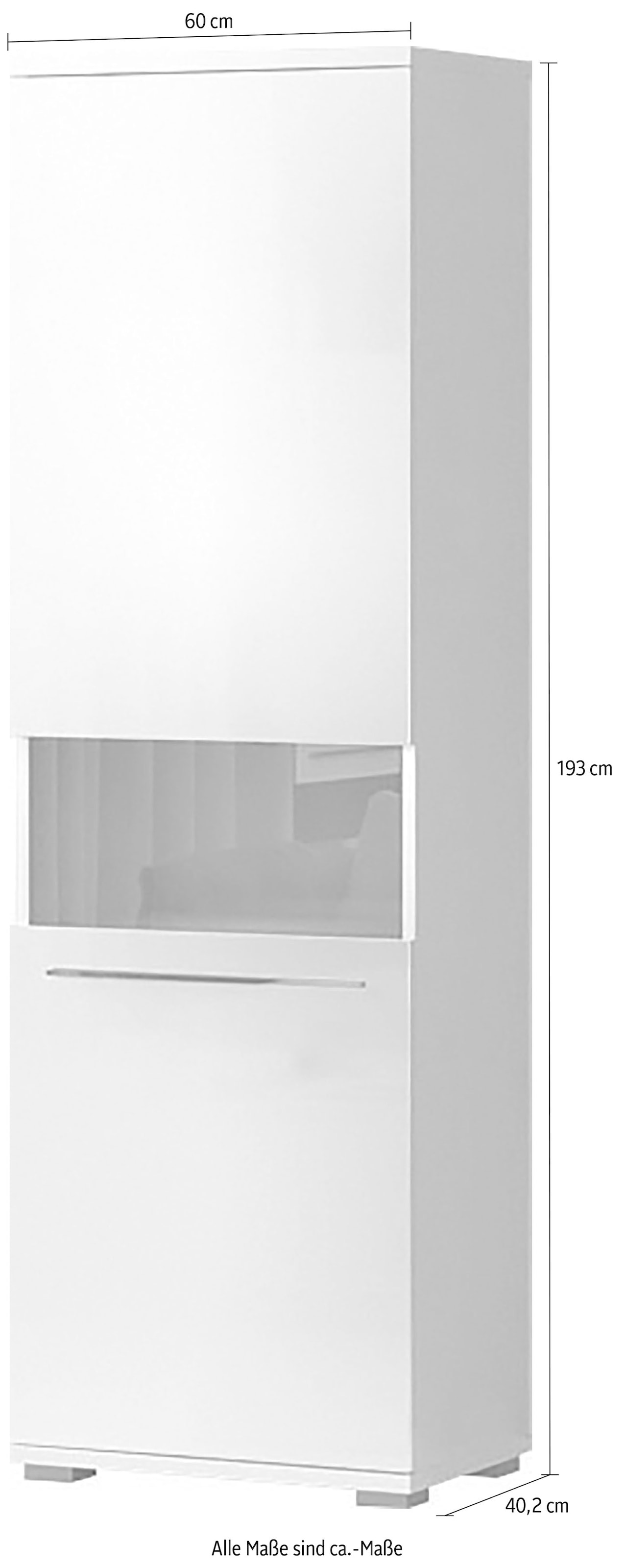 Places of Style Vitrine »Piano«, (H/B/T): 193/60/40,2cm), UV lackiert, Soft-Close Funktion