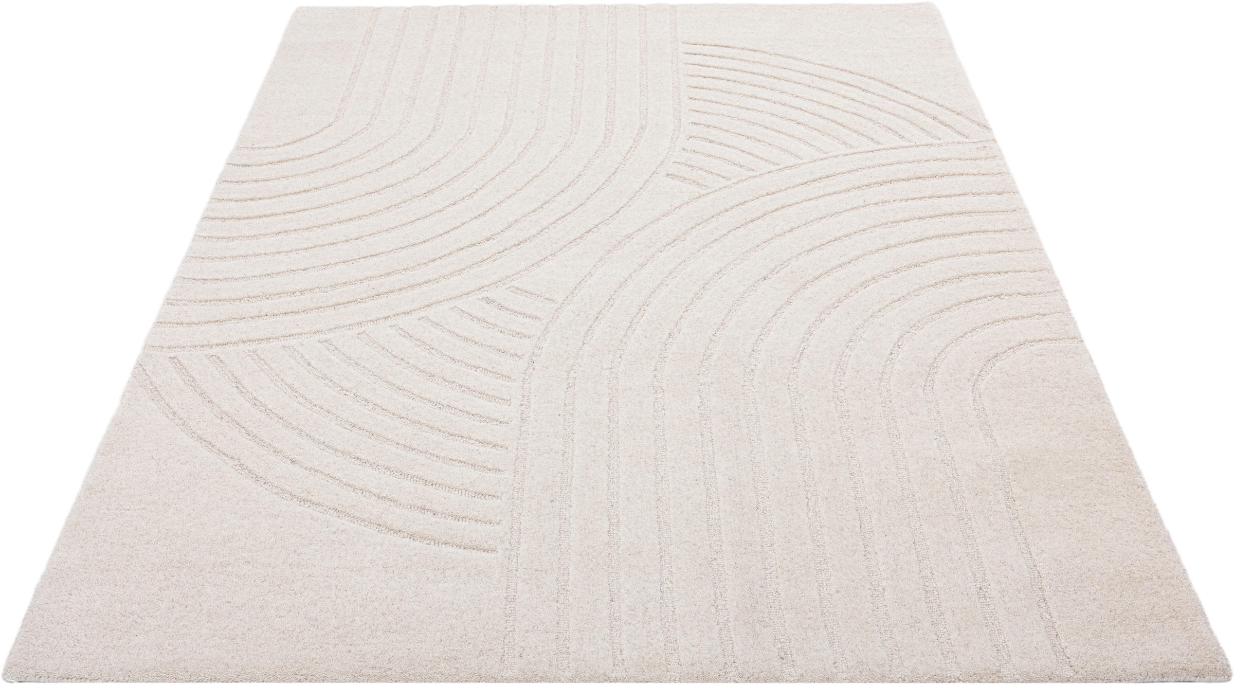 my home Tapis en laine »Gabbo Design, Handgefertigt, Teppich,  reine Wolle,« Rectangulaire 14 mm Höhe Hoch-Tief-Effekt, reine Wolle, Scandi-Look, Naturfaser
