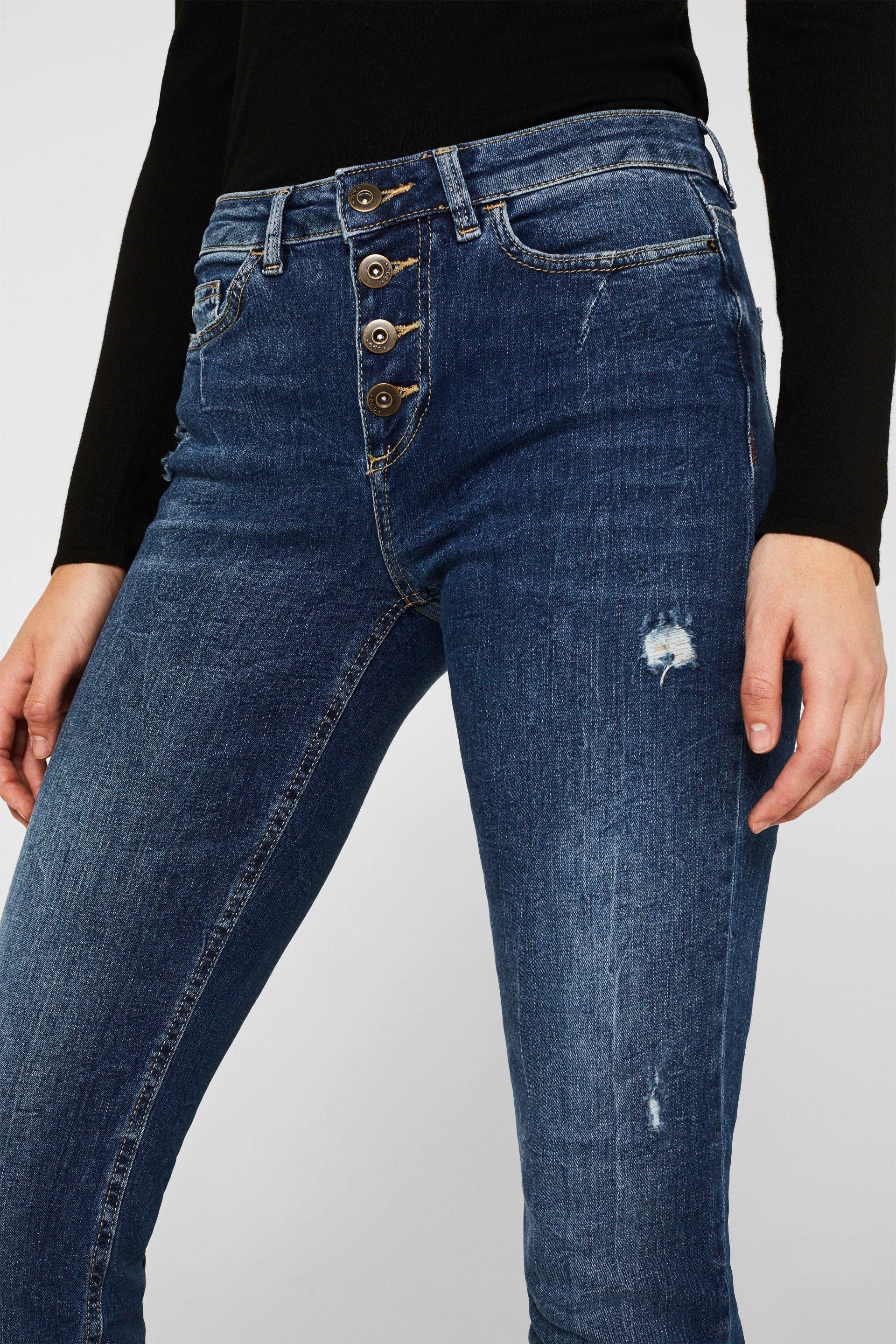 Image of edc by Esprit Stretch-Jeans, mit geradem Bein und dekorativen Abnähern bei Ackermann Versand Schweiz