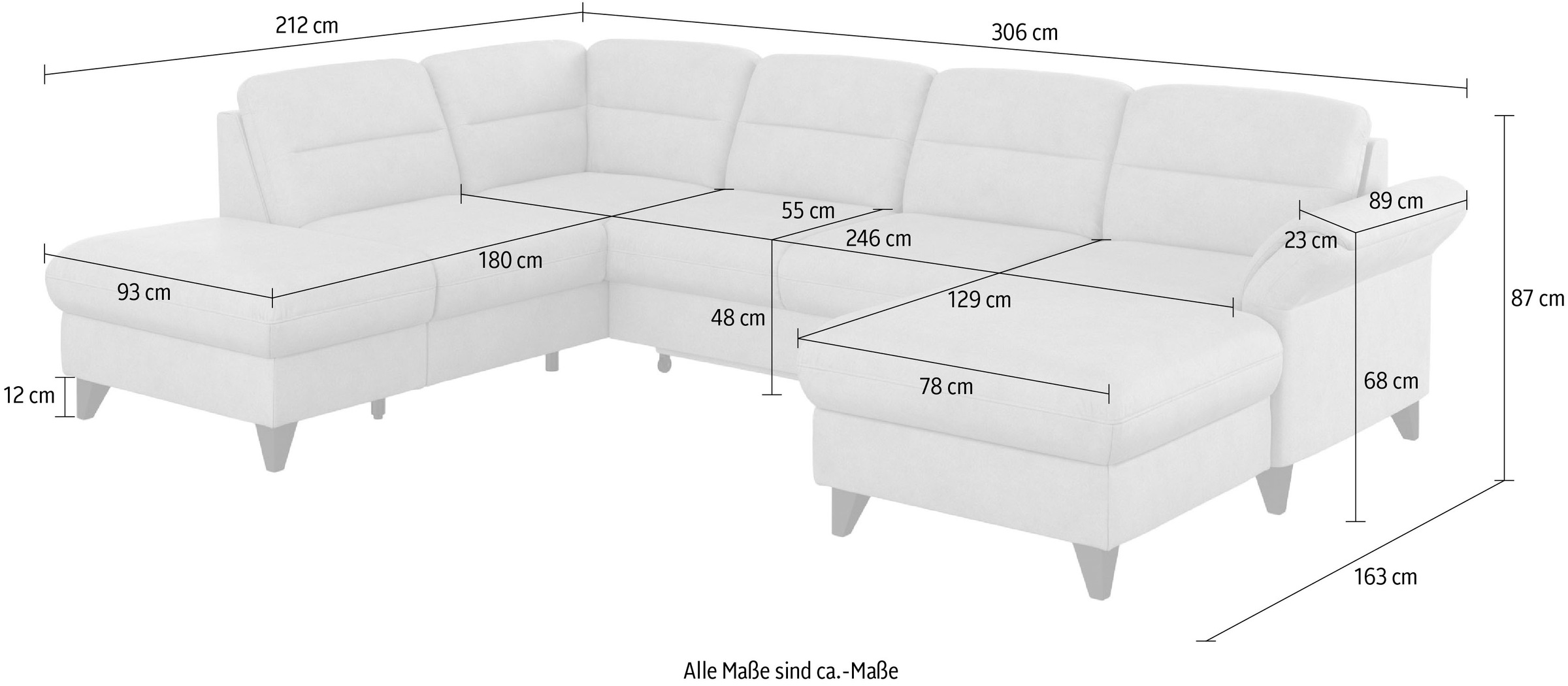 sit&more Wohnlandschaft »Mellum U-Form«, Federkern, wahlweise mit Bettfunktion, Stauraum und Armteilfunktion