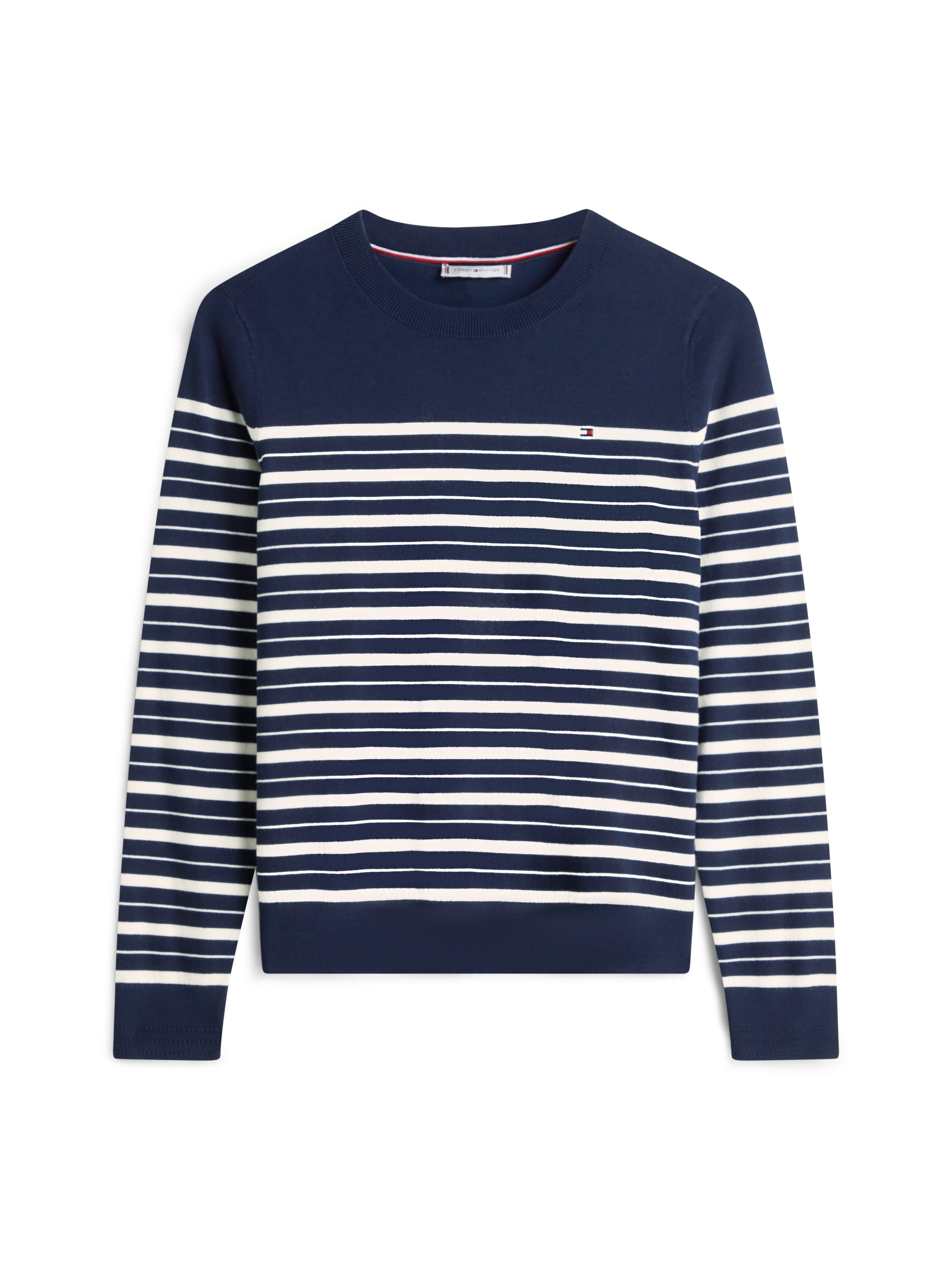 Tommy Hilfiger Rundhalspullover »CO JERSEY STITCH LS C-NK SWT« mit Logostickerei