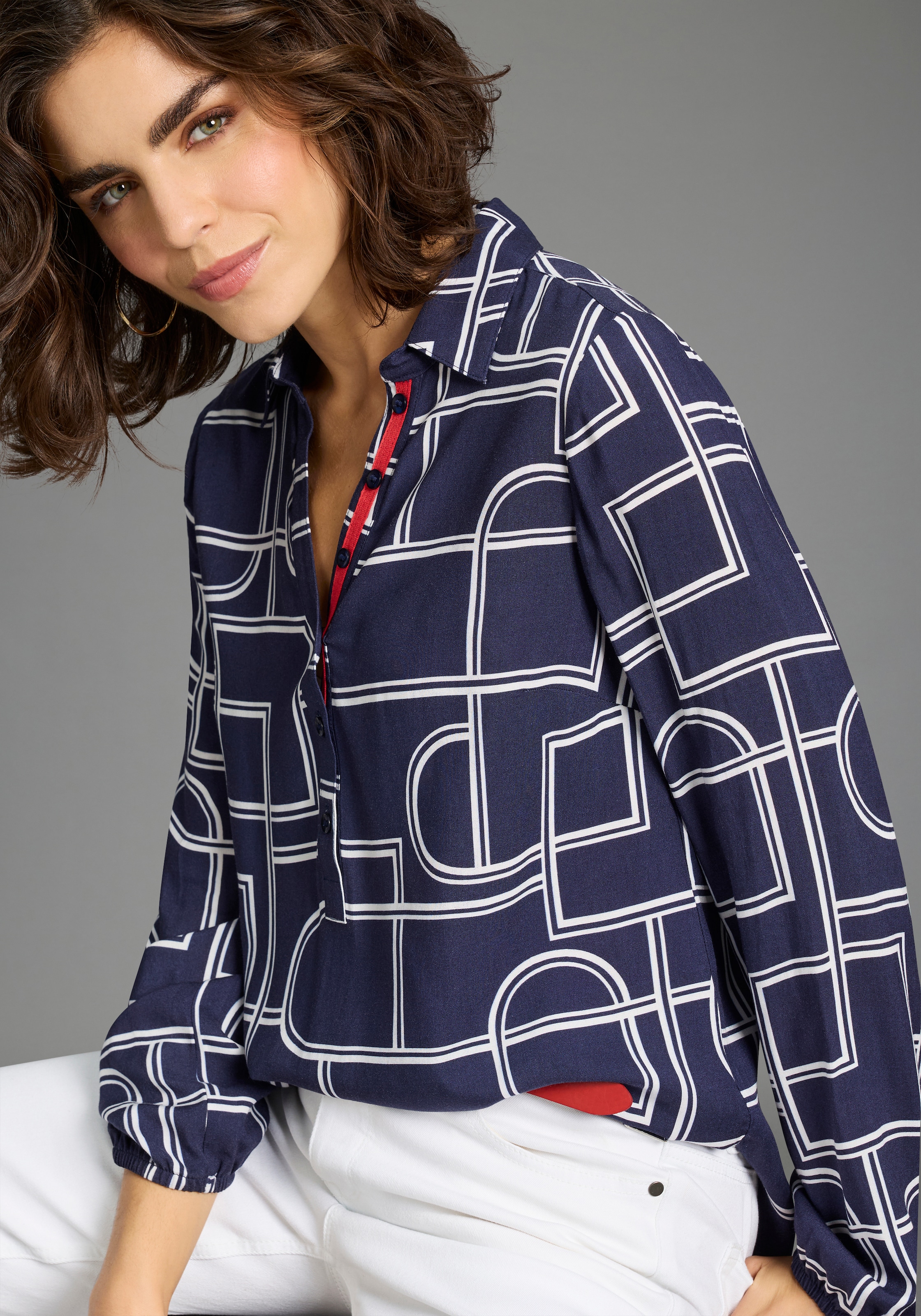 Laura Scott Longbluse mit Kontrasttape - NEUE KOLLEKTION