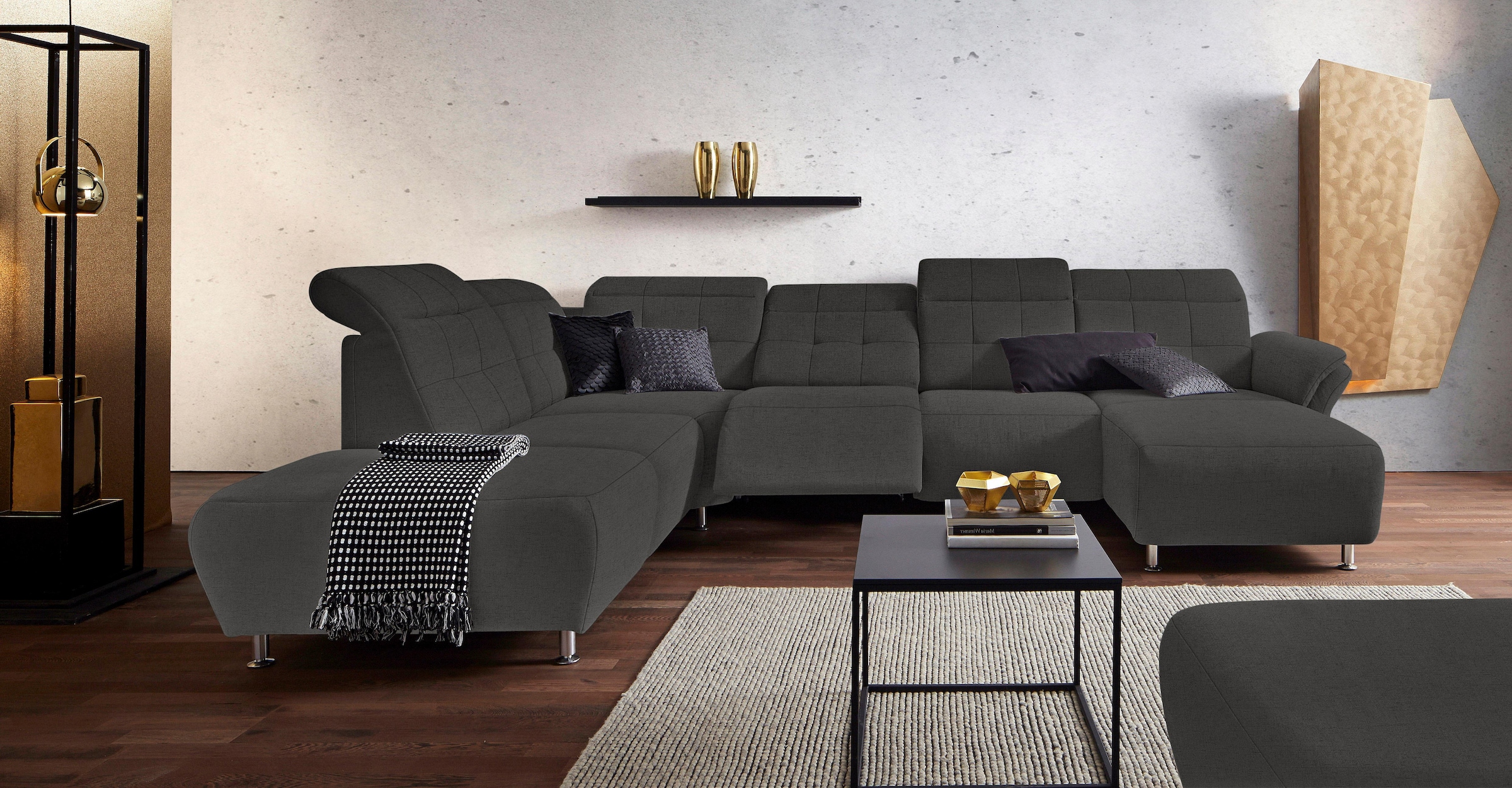 Home affaire Wohnlandschaft »Manhattan U-Form« 2 Sitze mit elektrischer Relaxfunktion, verstellbare Armlehnen