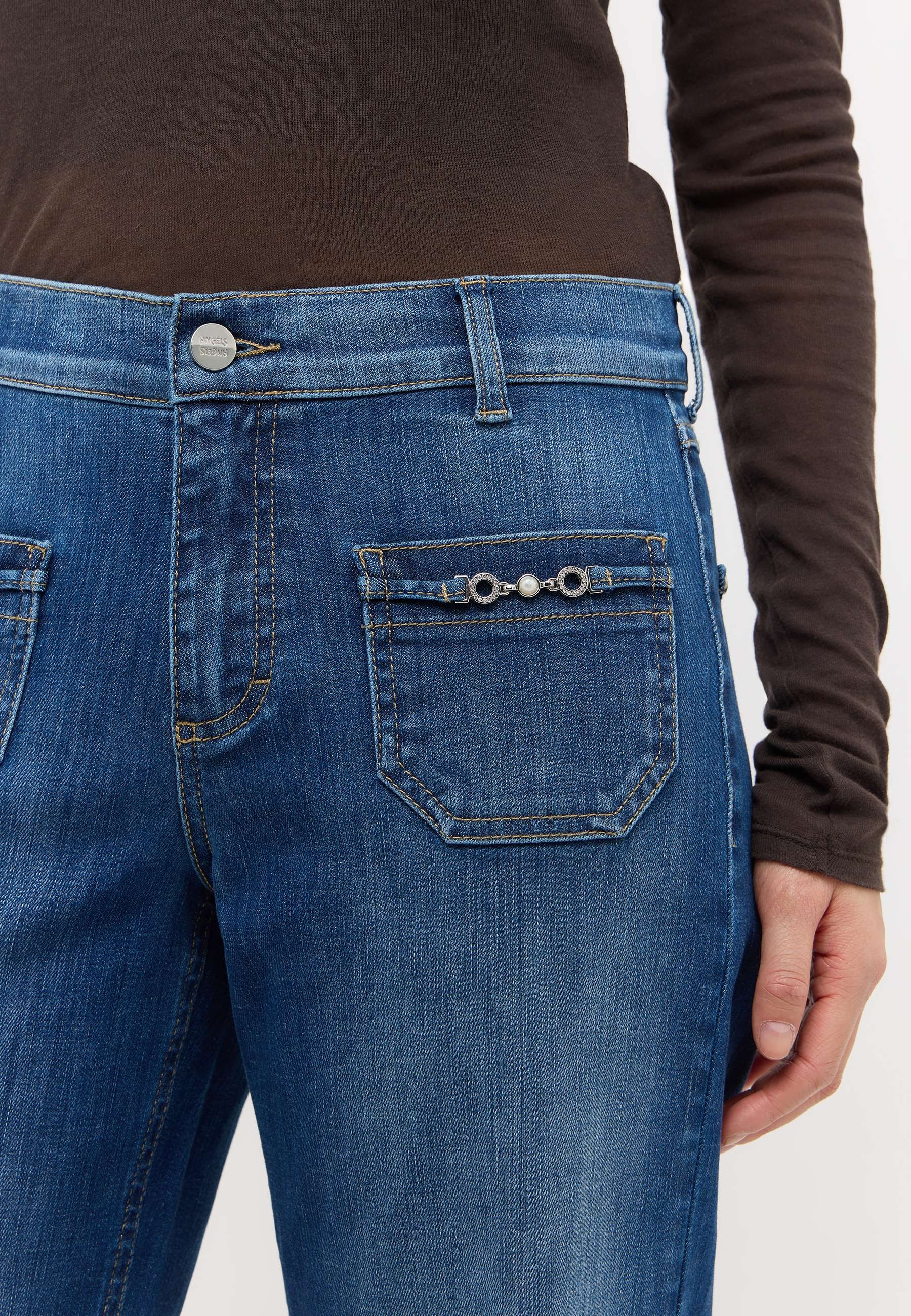 ANGELS Jeans droit »LIZ GLORY« Pantalon jambe large, avec éléments décoratifs sur les poches avant,
