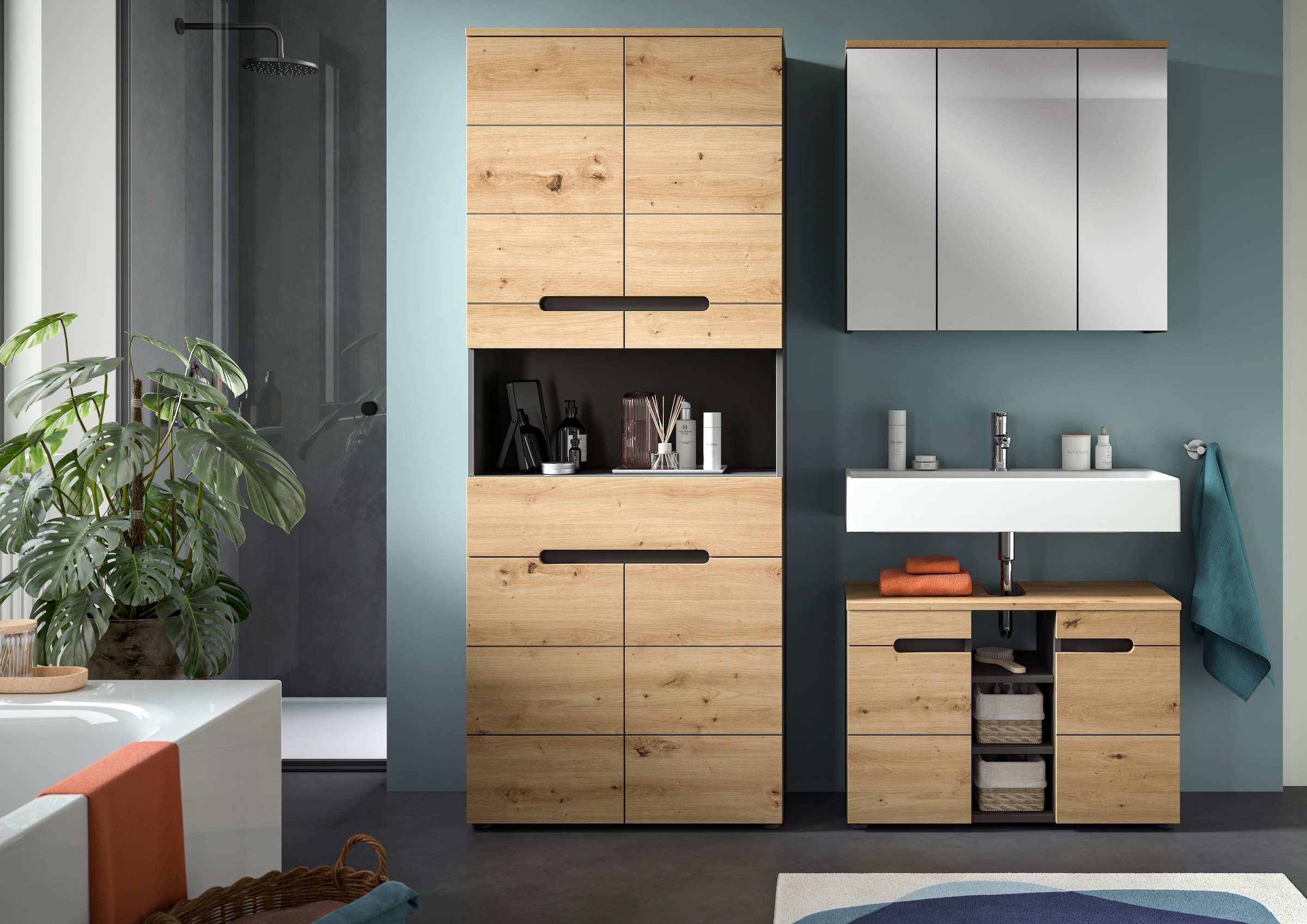 INOSIGN Badmöbel-Set »REHAT, 3-teilig, Breite 171 cm, mit grifflosen Fronten, bestehend aus:« 3 Stk. tlg.