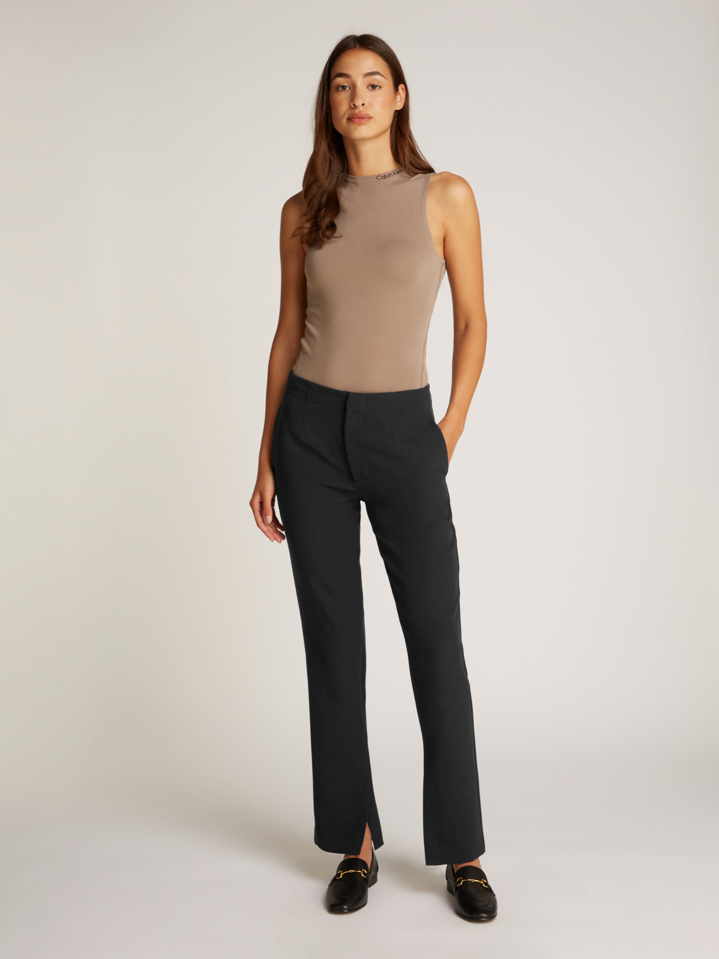 Calvin Klein Jeans Bootcuthose »SPLIT HEM SLIM LEG PANT«, Gesässtaschen, Logodruck