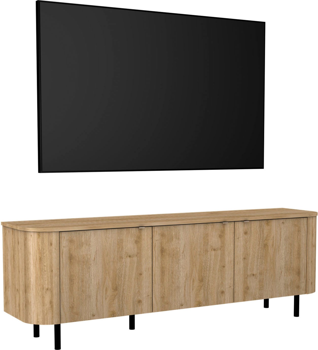 Image of Home affaire Lowboard "Murano, 181 cm breit, 3 Türen, TV-Schrank, TV-Kommode, Medienboard" Formgebogenes MDF, Stirnseiten mit Rundung, Füsse und Griffe aus Metall