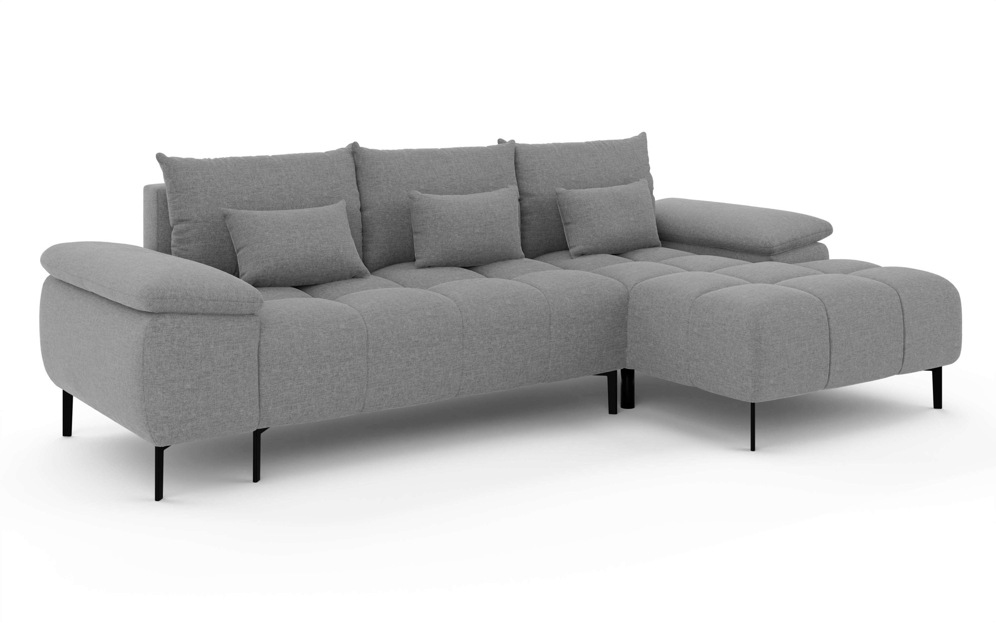 INOSIGN Ecksofa »DROMARA Schlafsofa mit Bettkasten, Masse: B/T/H 277/141/91 cm«, L-Form mit Recamiere rechts/links bestellbar, Wellenunterfederung