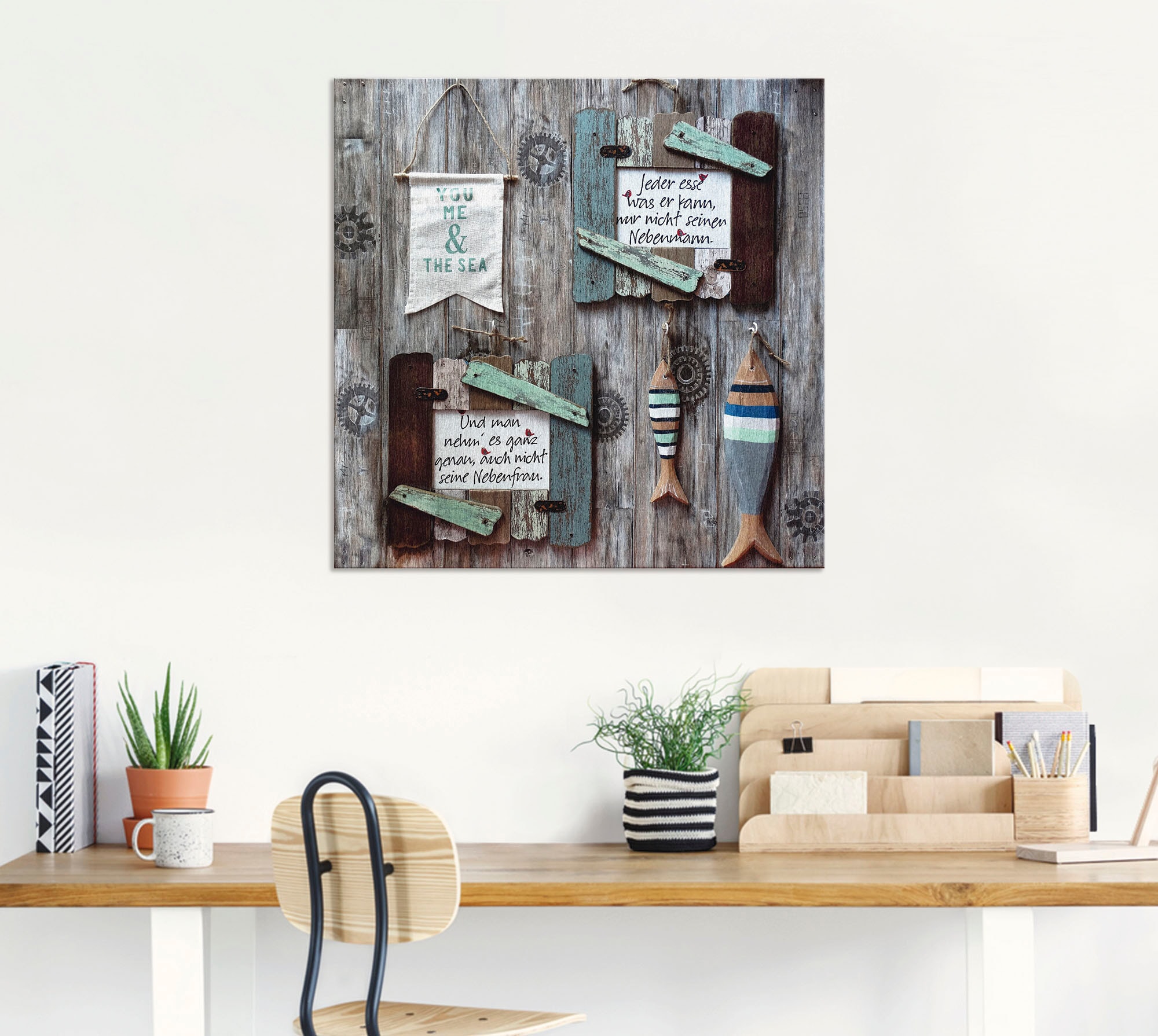 Artland Alu-Dibond-Druck »Du ich und der See«, Fisch & Meeresfrüchte, (1 St.), für Innen- und Aussenbereich geeignet, Outdoorbild