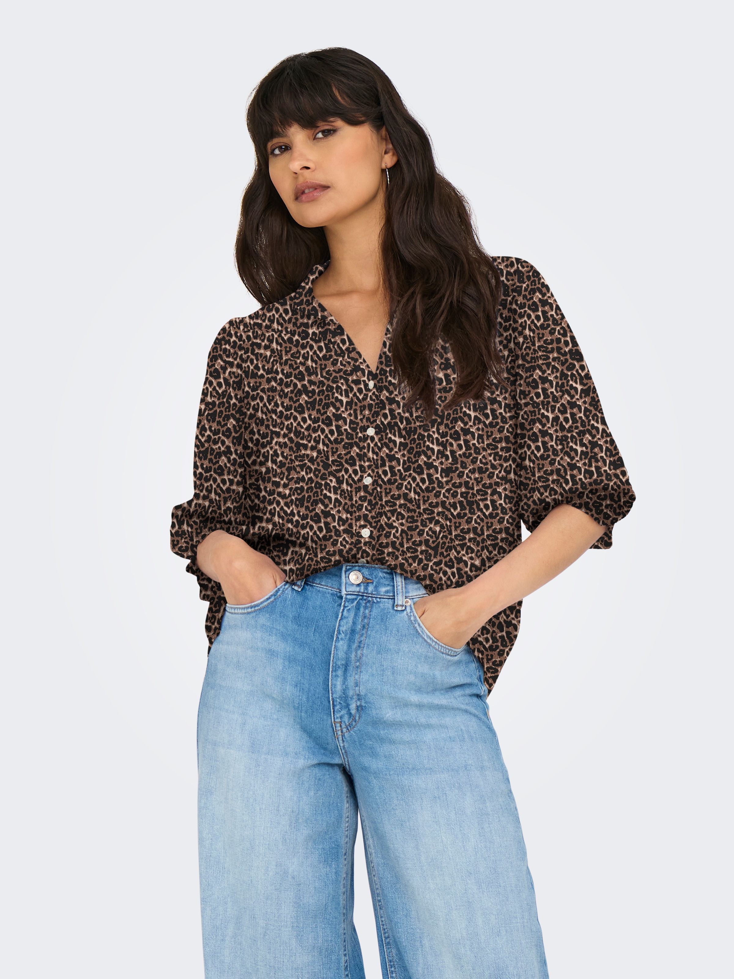 ONLY Blouse à manches courtes »ONLRAYA 3/4 SHIRT WVN NOOS« Viskose, regular fit