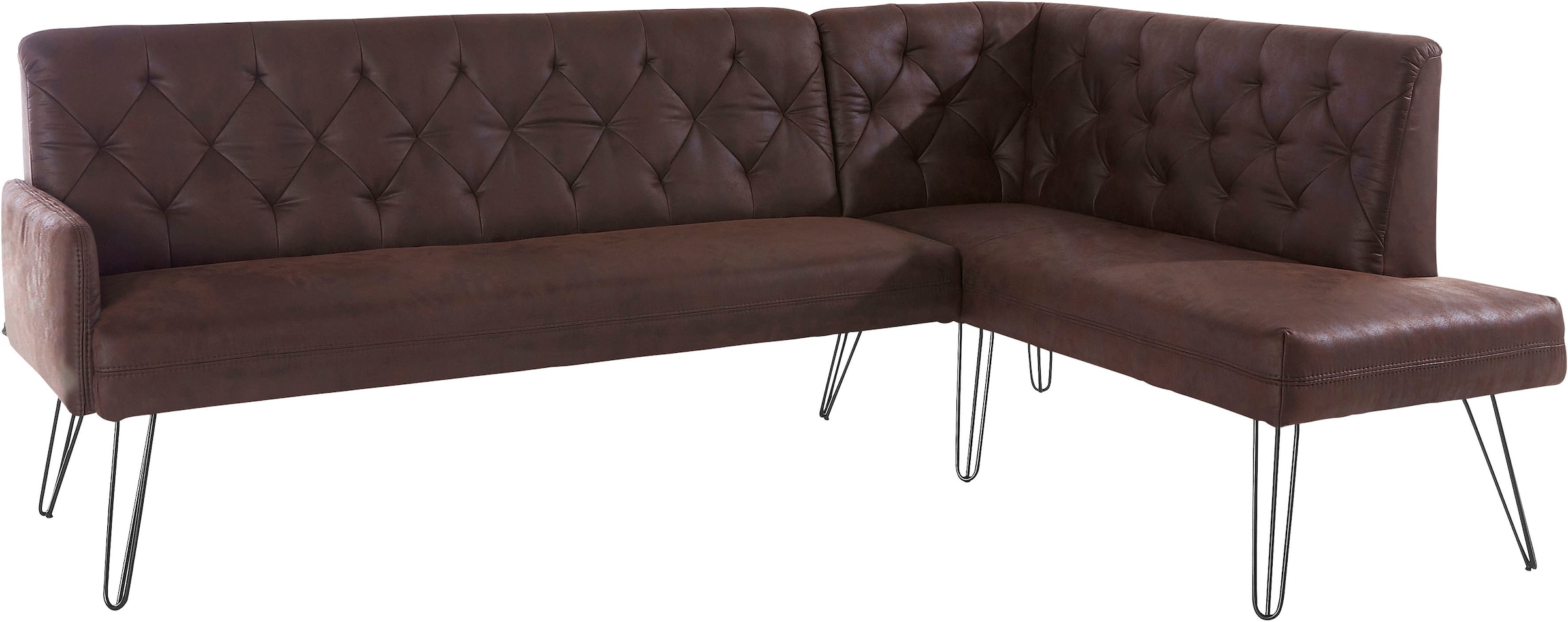 exxpo - sofa fashion Eckbank »Doppio, Chesterfield Optik, komfortabel und bequem, hohe Designfüsse«, Frei im Raum stellbar