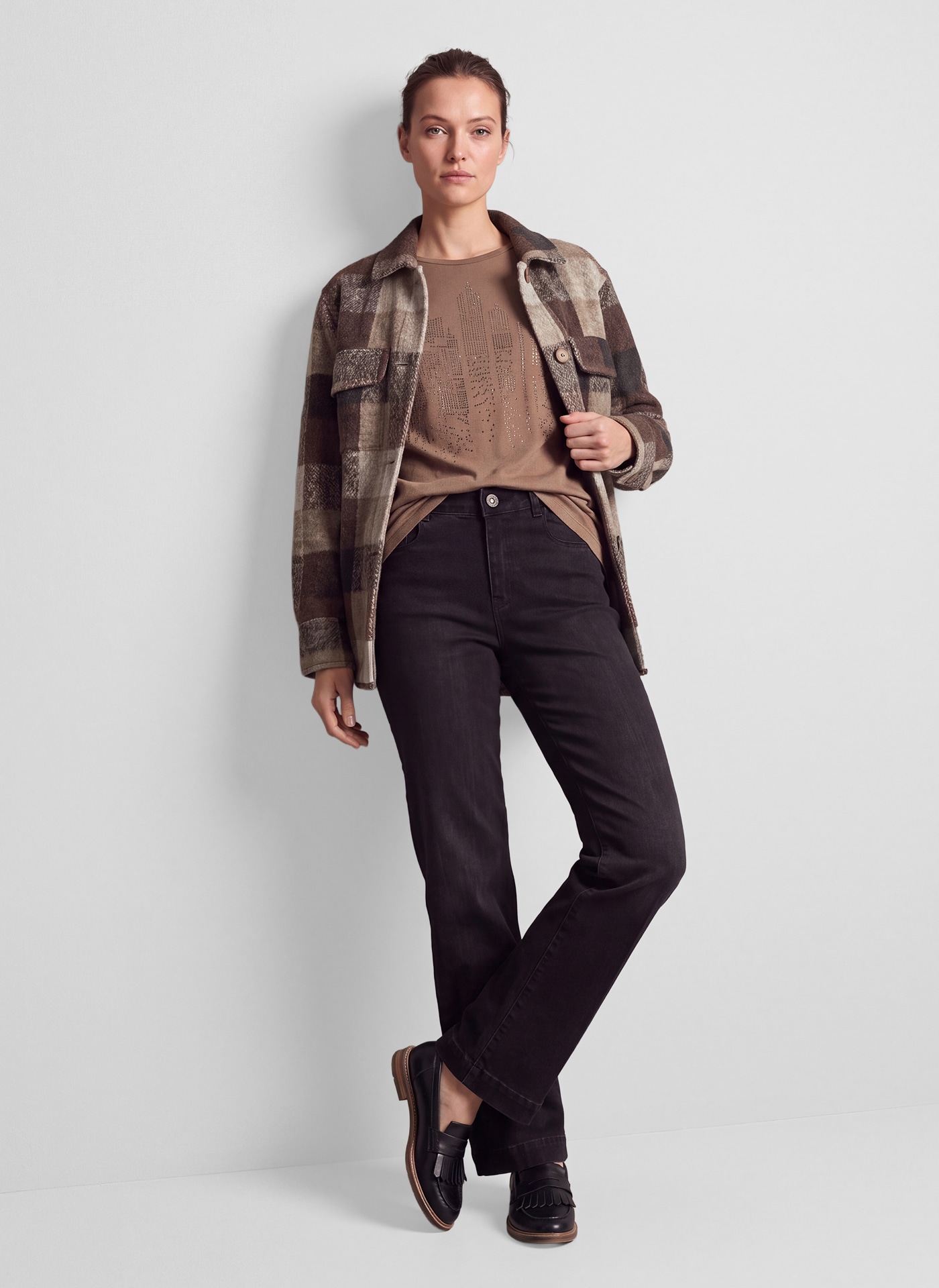 Rabe Veste chemise sans capuche im Karo-Look und mit Knopfleiste