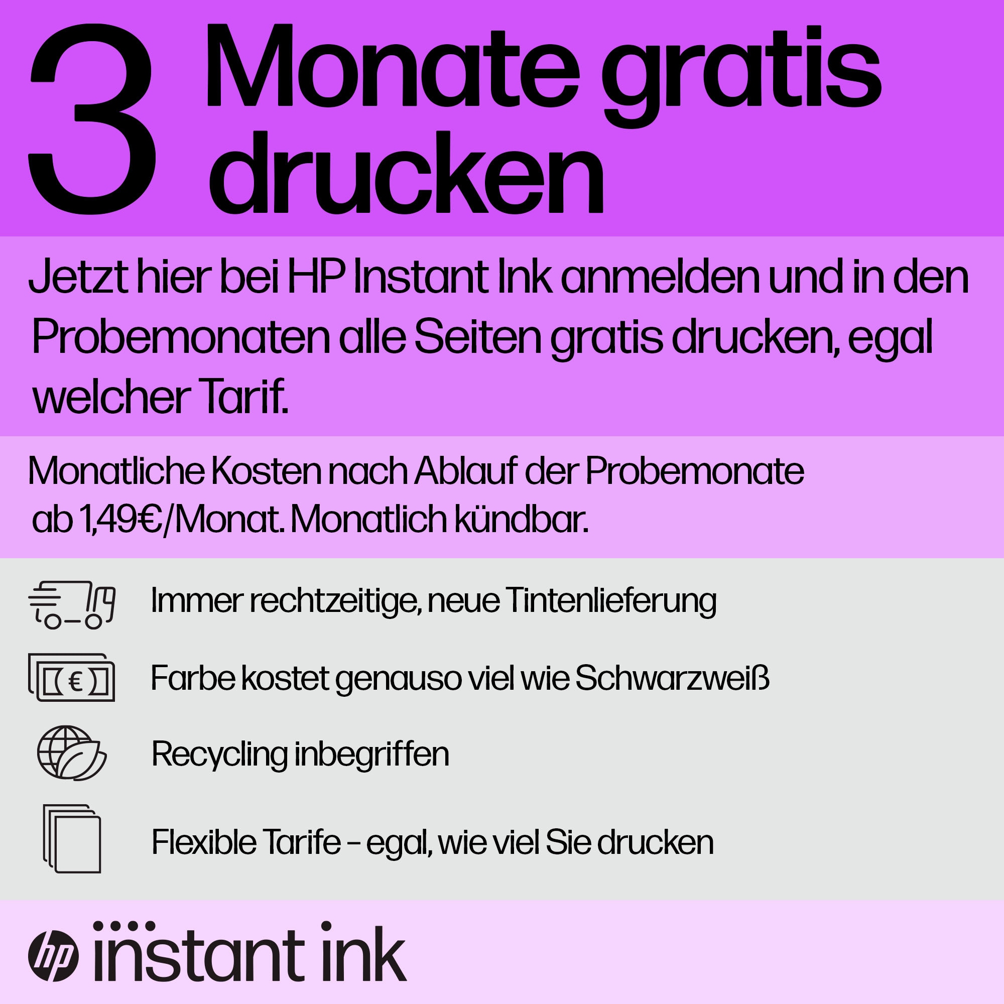 HP Tintenpatrone »303« 3 Probemonate gratis drucken*