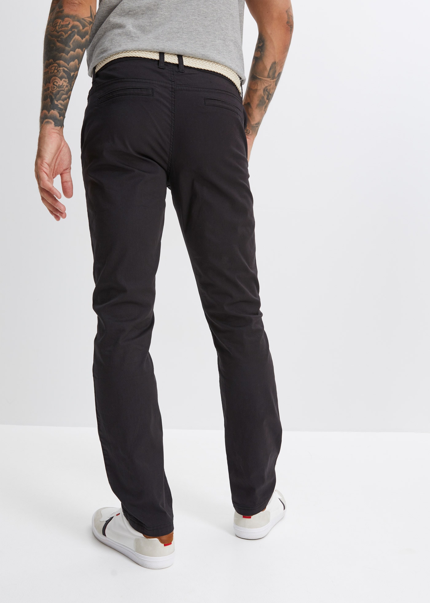 bonprix Chinohose »Regular Fit Chinohose mit Komfortbund und Gürtel, Straight«  aus Baumwolle und Elasthan, mit Komfortbund und Gürtel, Regular Fit