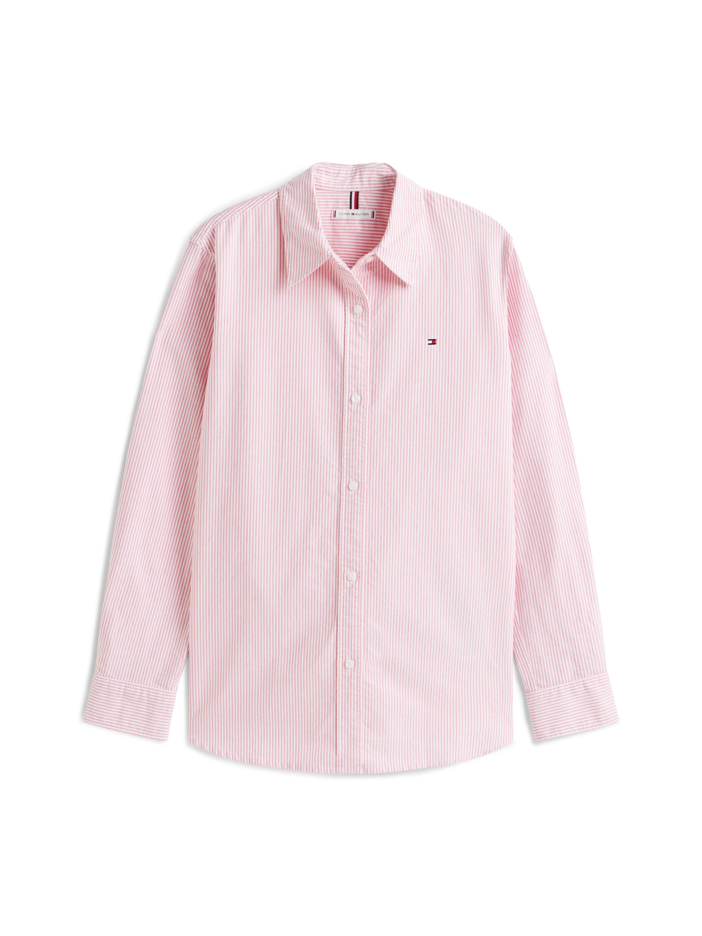 Tommy Hilfiger Hemdbluse »OXFORD RELAXED FIT SHIRT mit Hemdblusenkragen und Stickerei«, mit Streifen