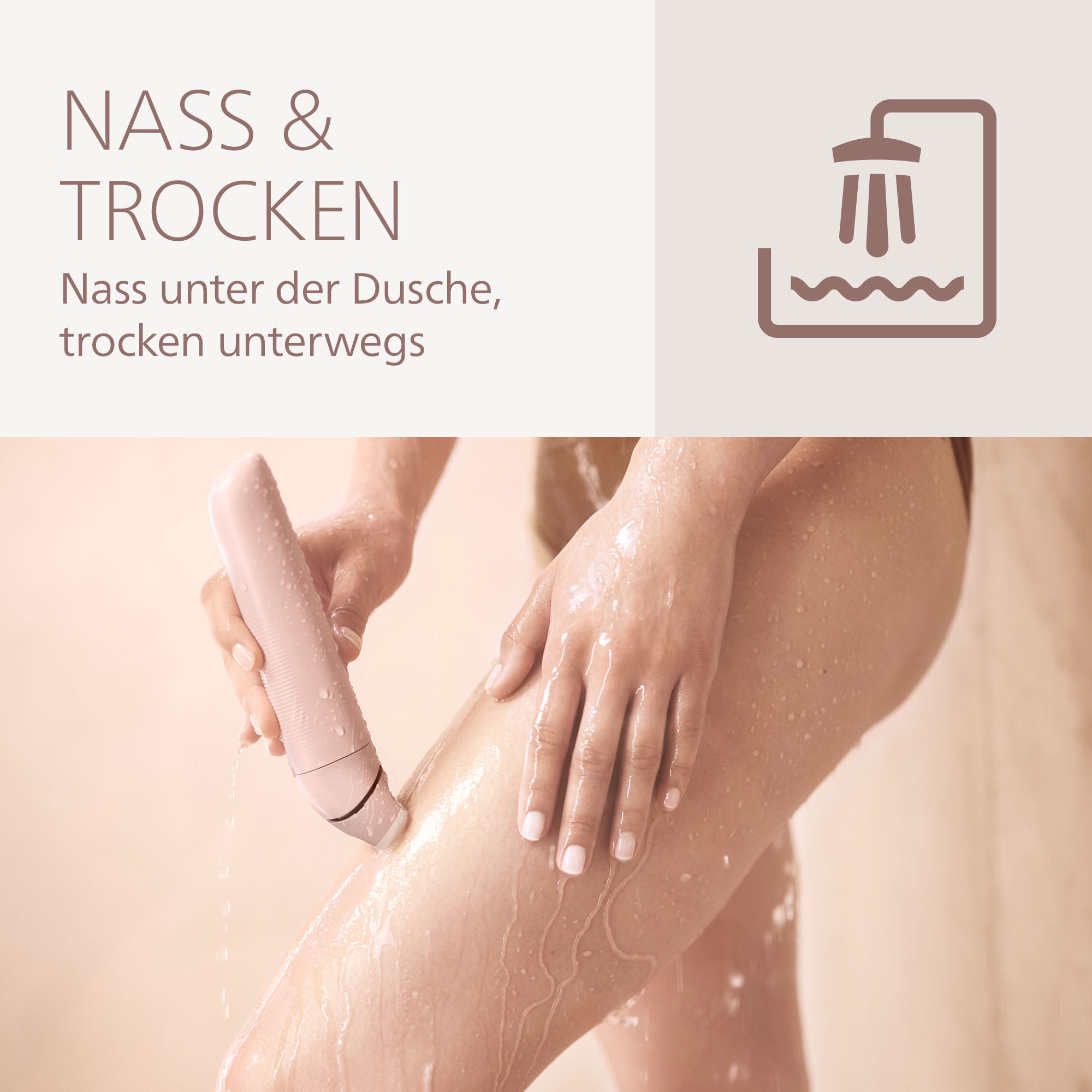 Philips Rasoir électrique pour le corps »Lady Shaver Series 8000 BRL129/00« 1 cuis Aufsätze kabelloser Rasierer, nass und trocken, inkl. Trimmeraufsatz