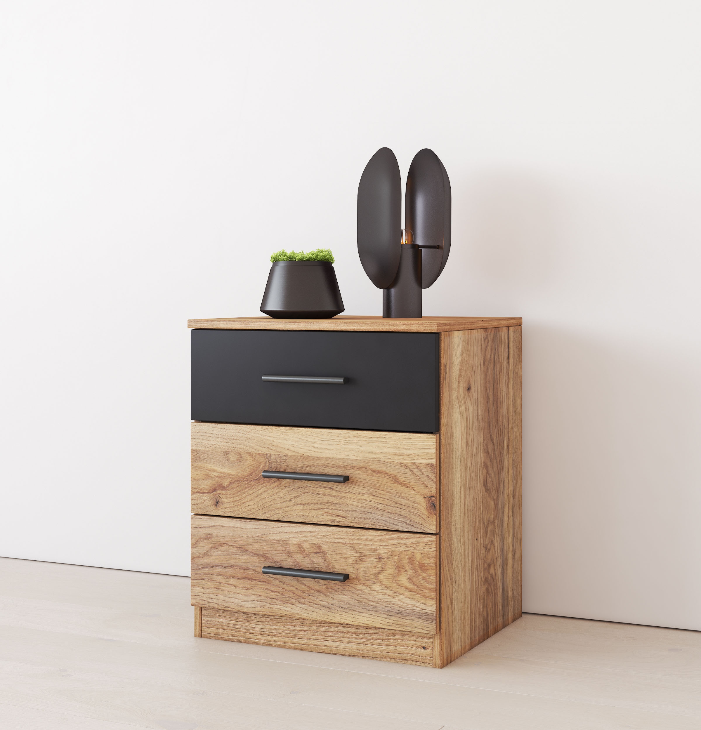 Image of Home affaire Nachtkonsole "Faweza,Breite 46 cm, Nachtschrank mit 3 Schubladen" Nachttisch, Nachtkommode viel Stauraum