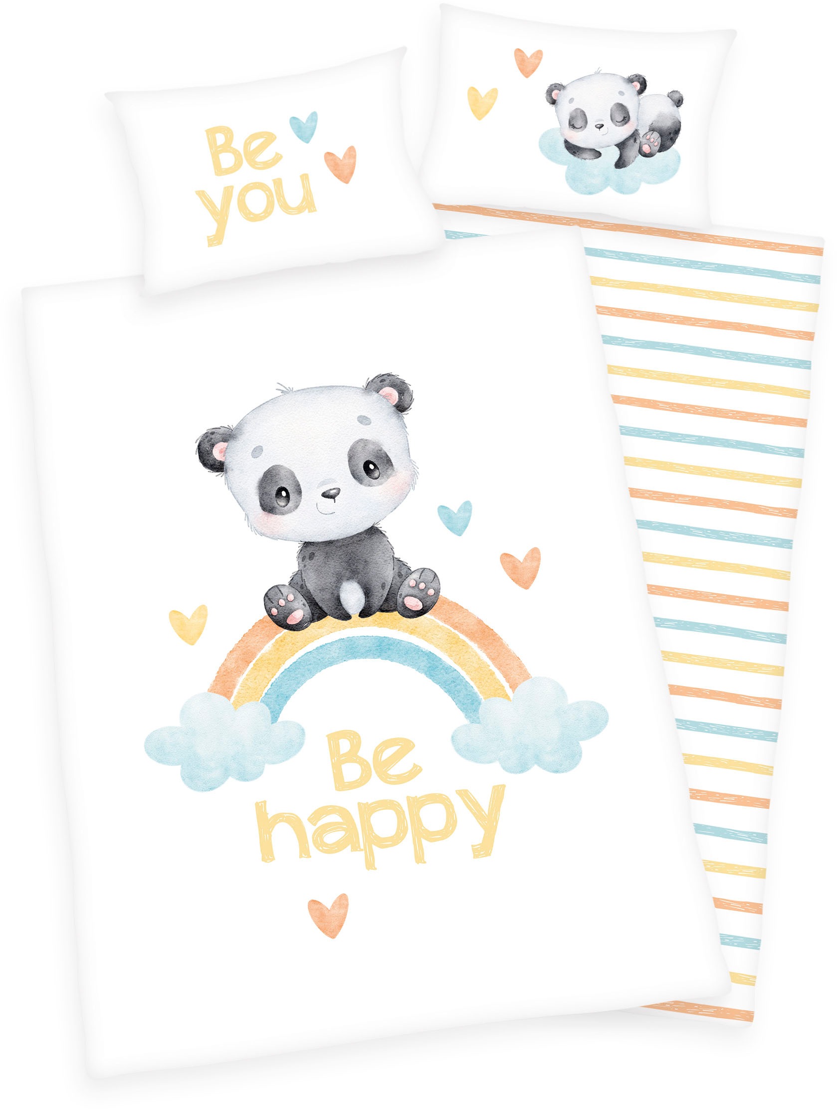 Image of Baby Best Babybettwäsche "Regenbogen Panda" 2 Stk. mit liebevollem Motiv