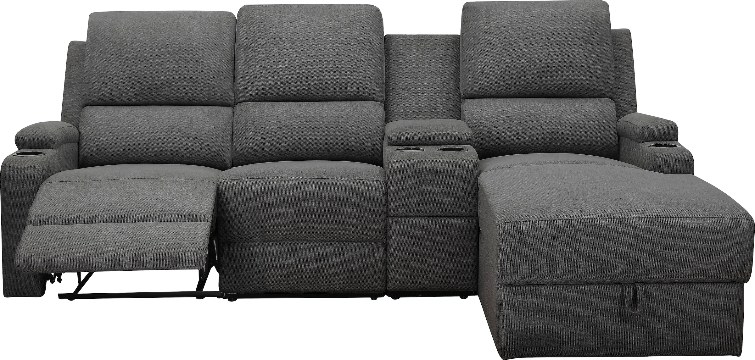 GOODproduct Ecksofa »NAPORI Struktur, Multimediasofa, 3er Kinosessel XXL, L-Form« Kinosofa, manuelle o. elektr. Relaxfunktion, Staufach, Getränkehalter