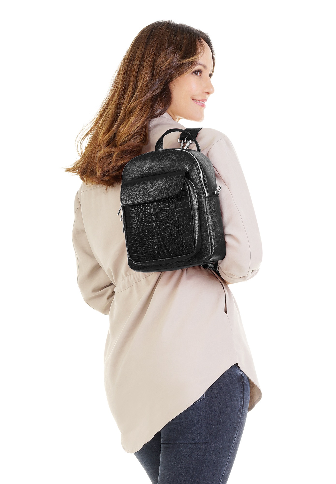 Cluty Cityrucksack "CLUTY Damen echt Leder, Made in Italy" echt Leder, Made in Italy