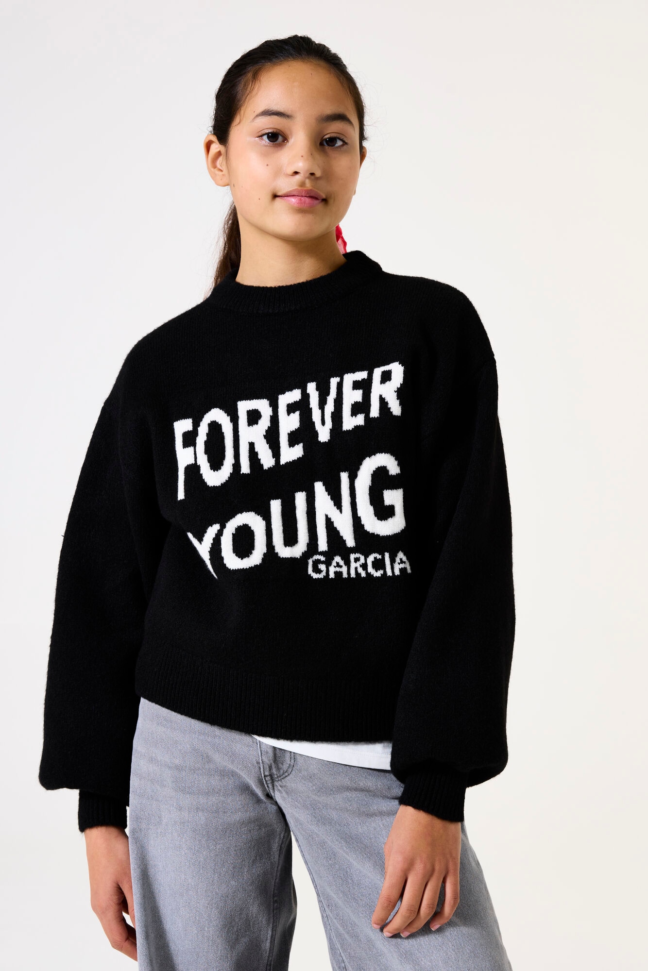 Image of Garcia Rundhalspullover mit Schriftzug for GIRLS