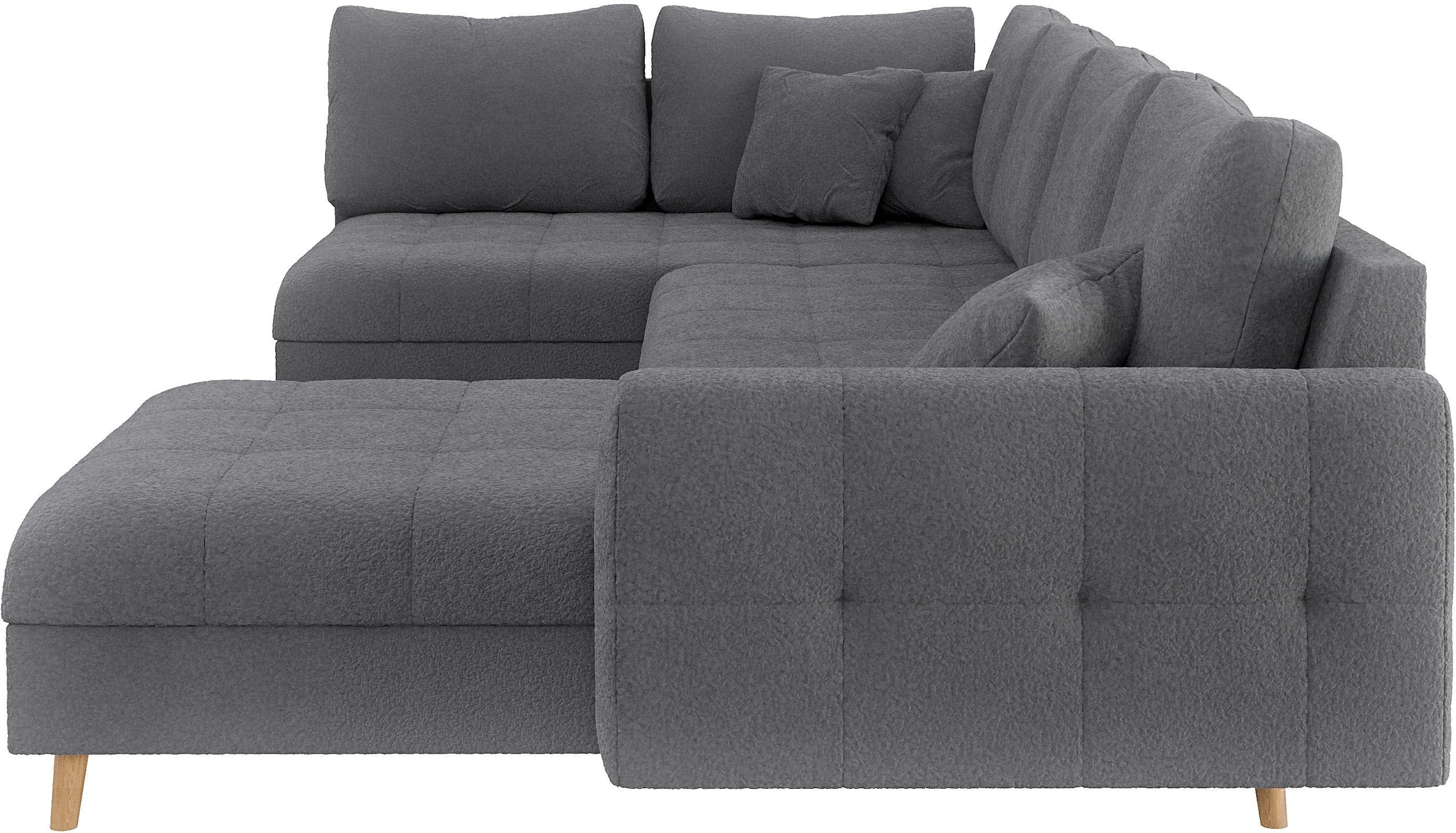 Home affaire Wohnlandschaft »CHARRE U-Form mit Ottomane, Masse B/T/H: 310/161/81 cm«, feine Steppung, lose Rücken- und Zierkissen, auch in Cord und Bouclé