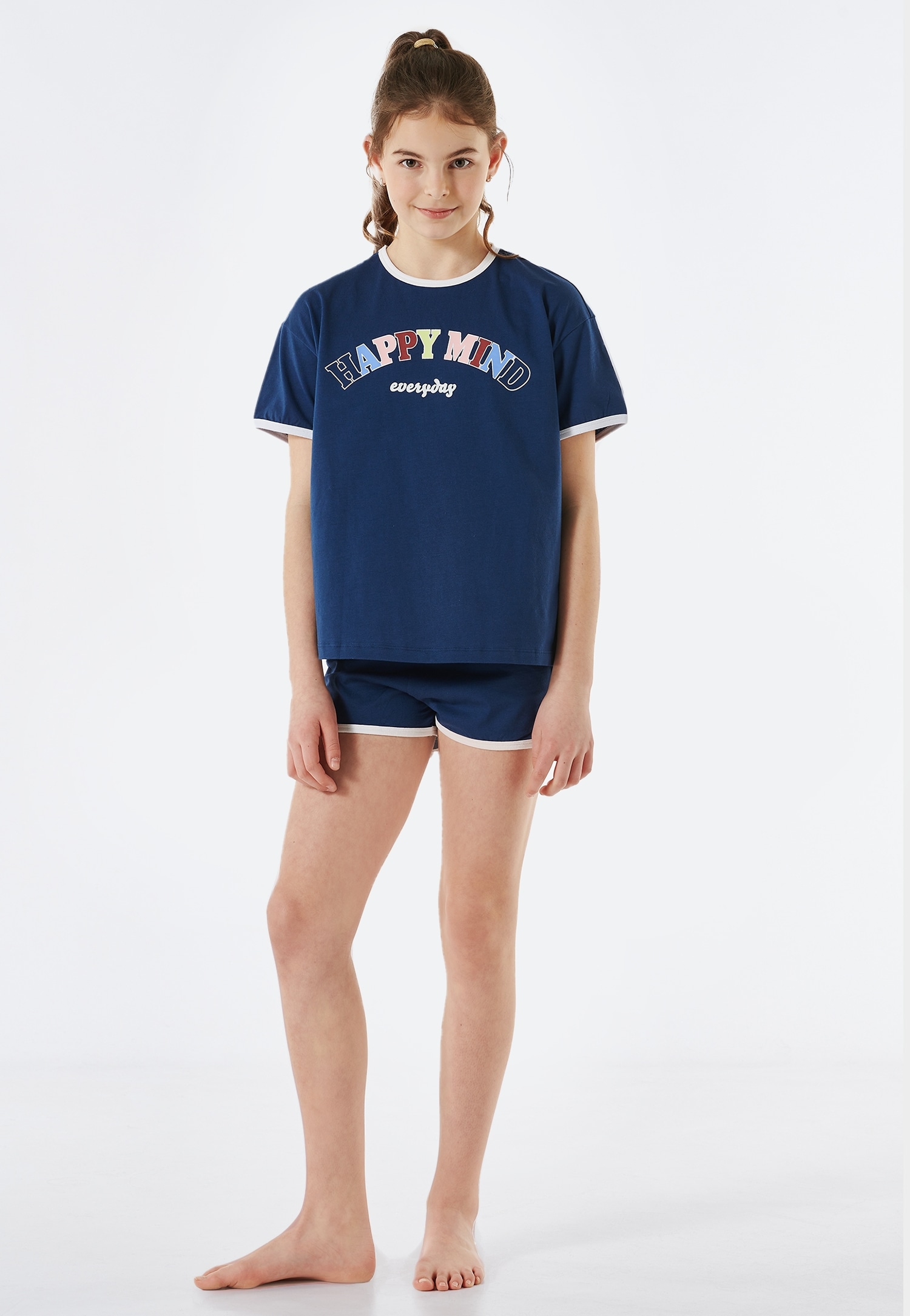 Pyjama »"Nightwear"«, (2 tlg.), unifarbenes T-Shirt mit Print