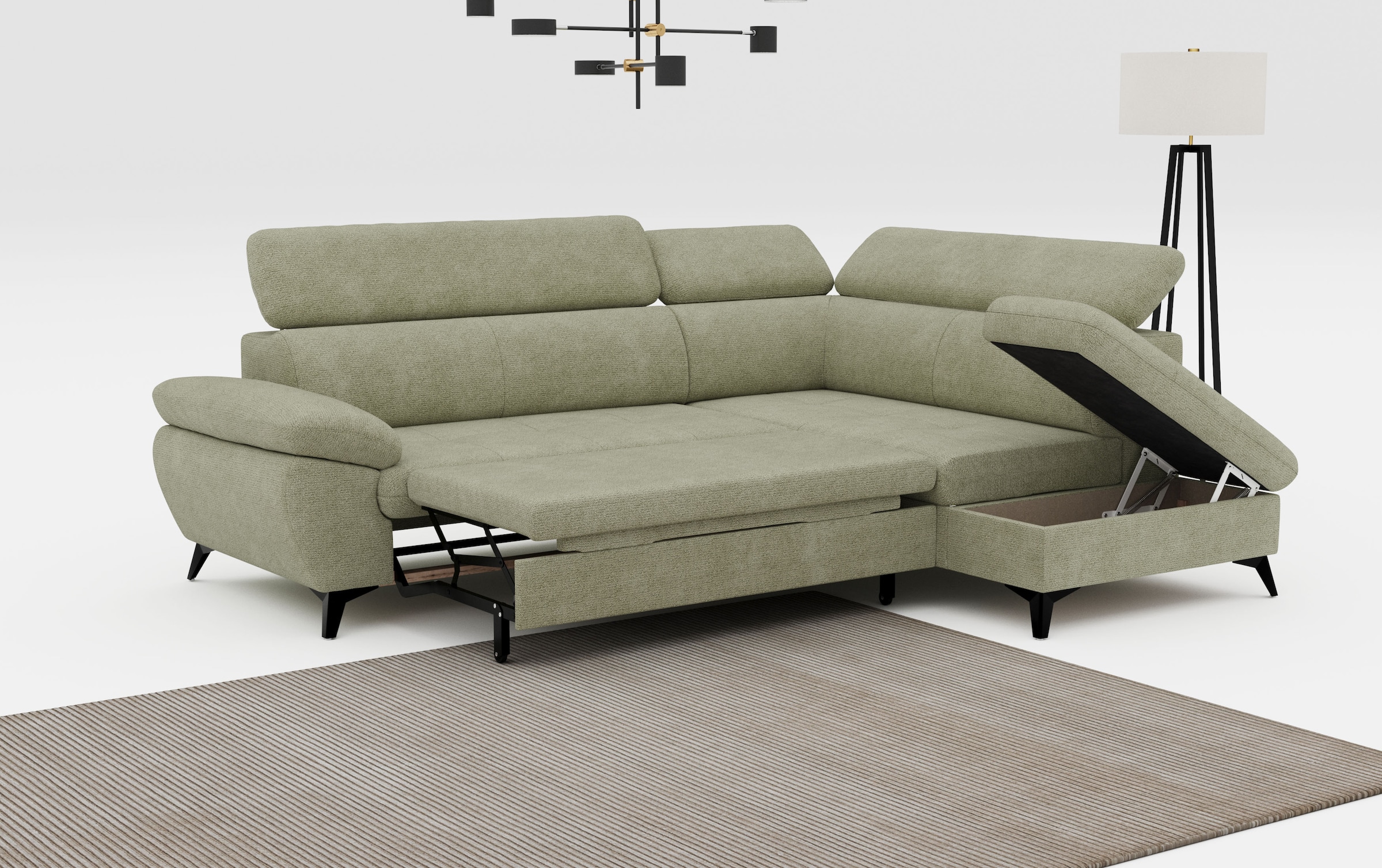 COTTA Ecksofa »Hudson L-Form«, mit Kopfteilverstellung, wahlweise mit Bettfunktion & Bettkasten