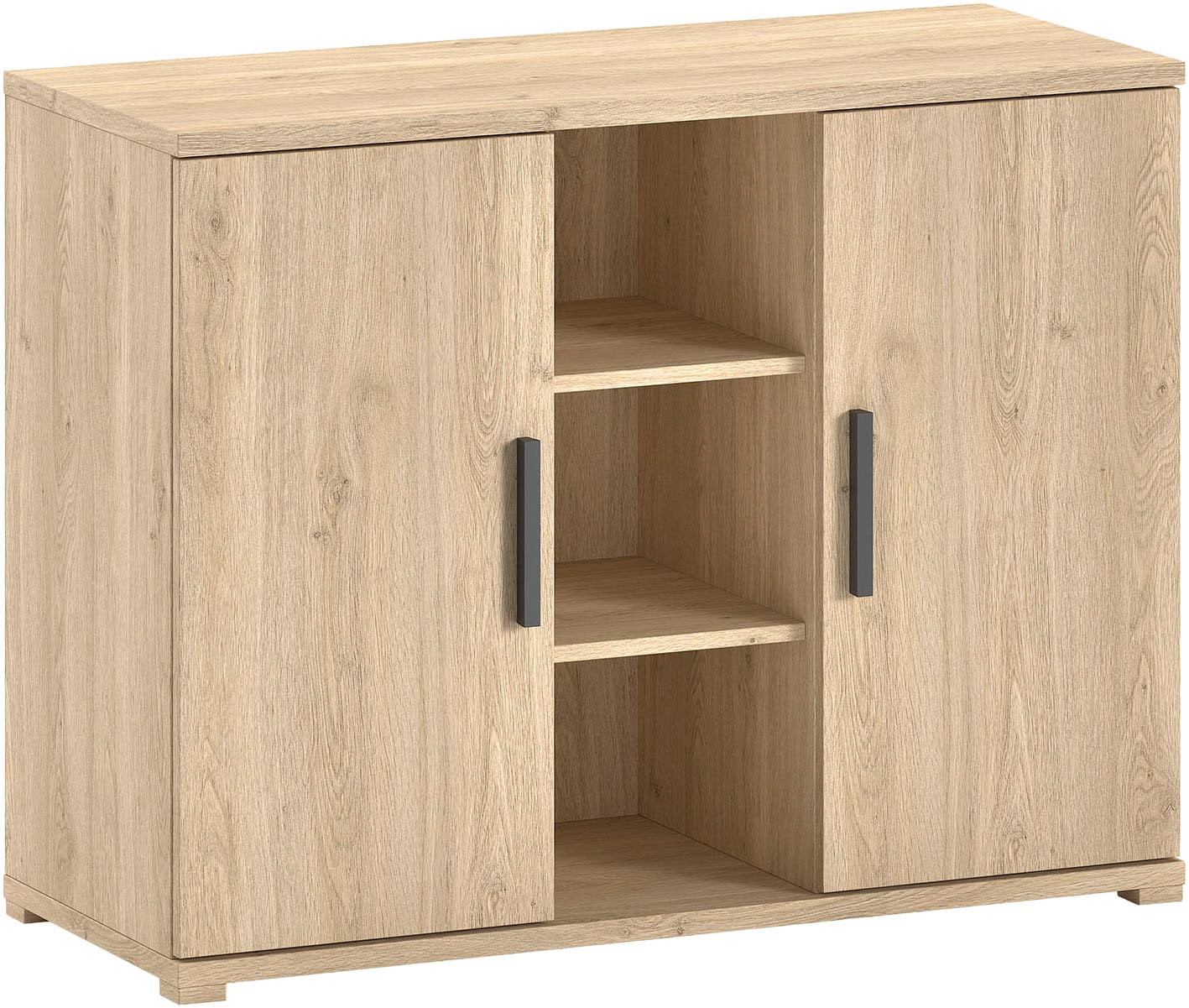 Image of Vipack Kombikommode "SAM mit 2 Drehtüren, dahinter je 1 Fachboden, universell einsetzbar" (B/H/T ca. 115,5x89x48 cm) Türen mit Soft-Close, 3 offen Fächer, Pflegeleichte Oberfläche in Eiche Dekor