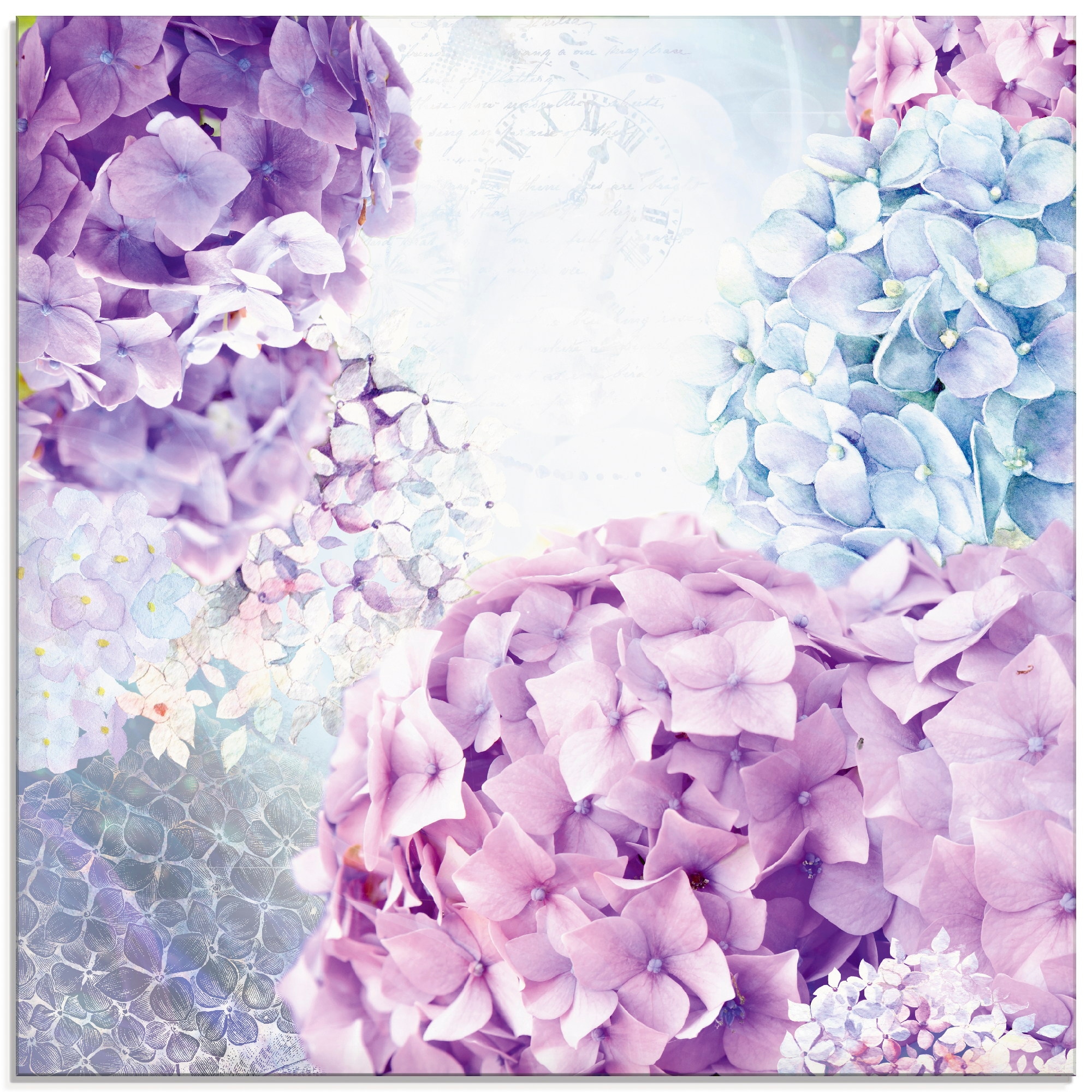 Image of Artland Glasbild "Blau und Pink Hortensie" Blumen 1 Stk. tlg. in verschiedenen Grössen