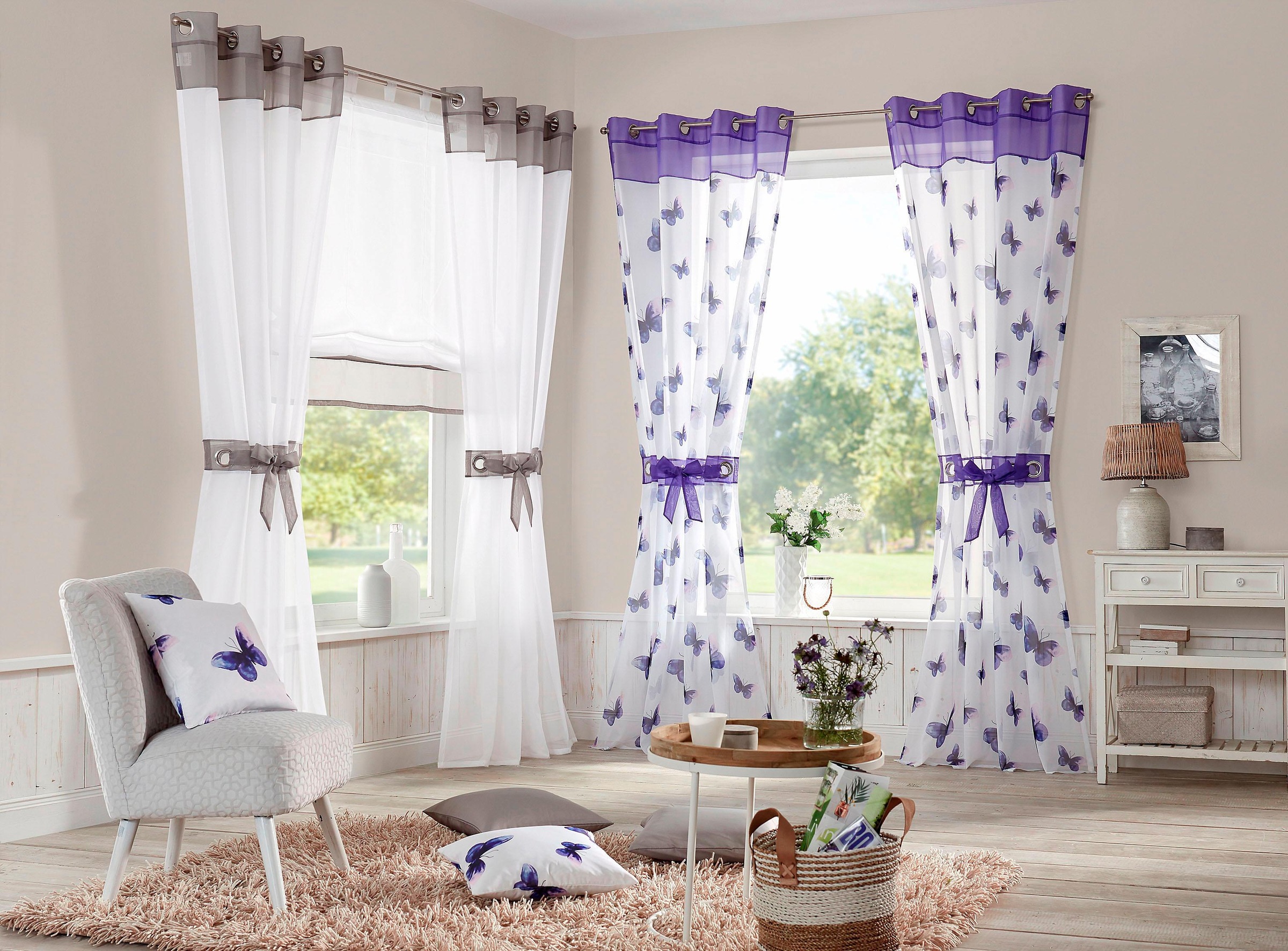 Image of GOODproduct Gardine "Villars" Ösen 2 Stk. tlg. Vorhang, Fertiggardine, inkl. 2 Raffhalter, transparent, 2-er Set