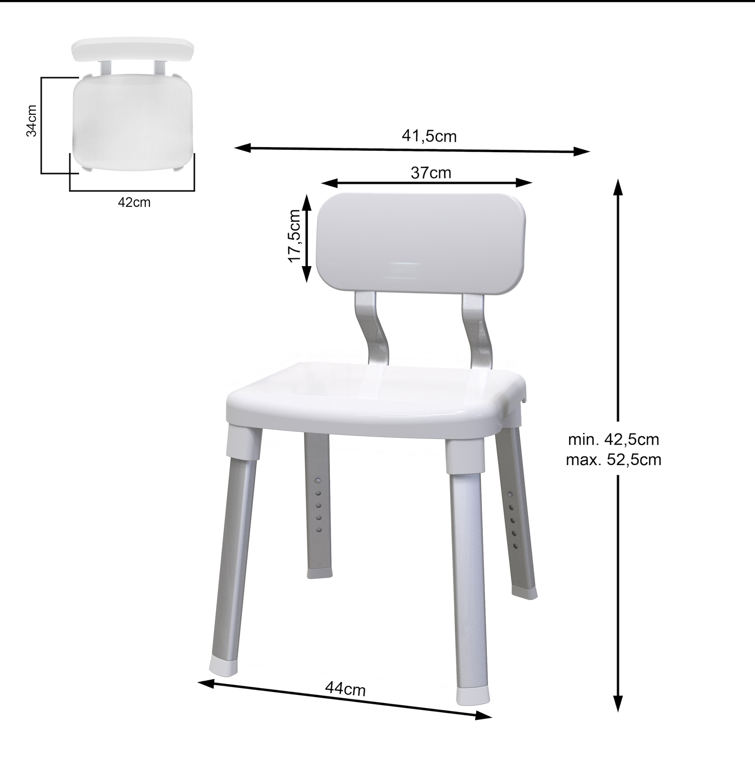 Bischof Dusch- und Badhocker »Splash Comfort« Mit Rückenlehne, Höhenverstellbar, TÜV/GS