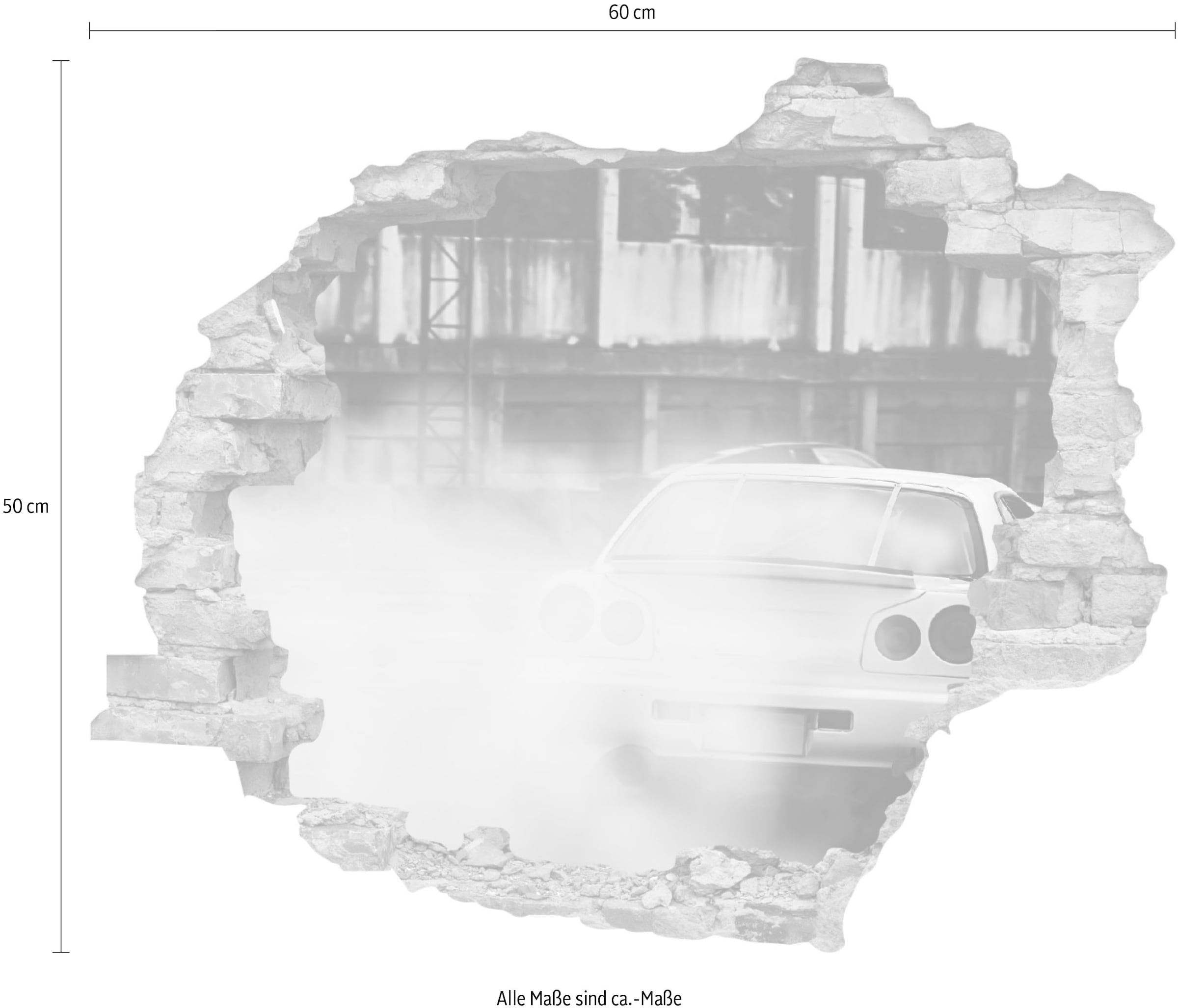 queence Wandtattoo »Auto«, (1 St.), Wandsticker, Wandbild, selbstklebend, 3D, Wanddurchbruch